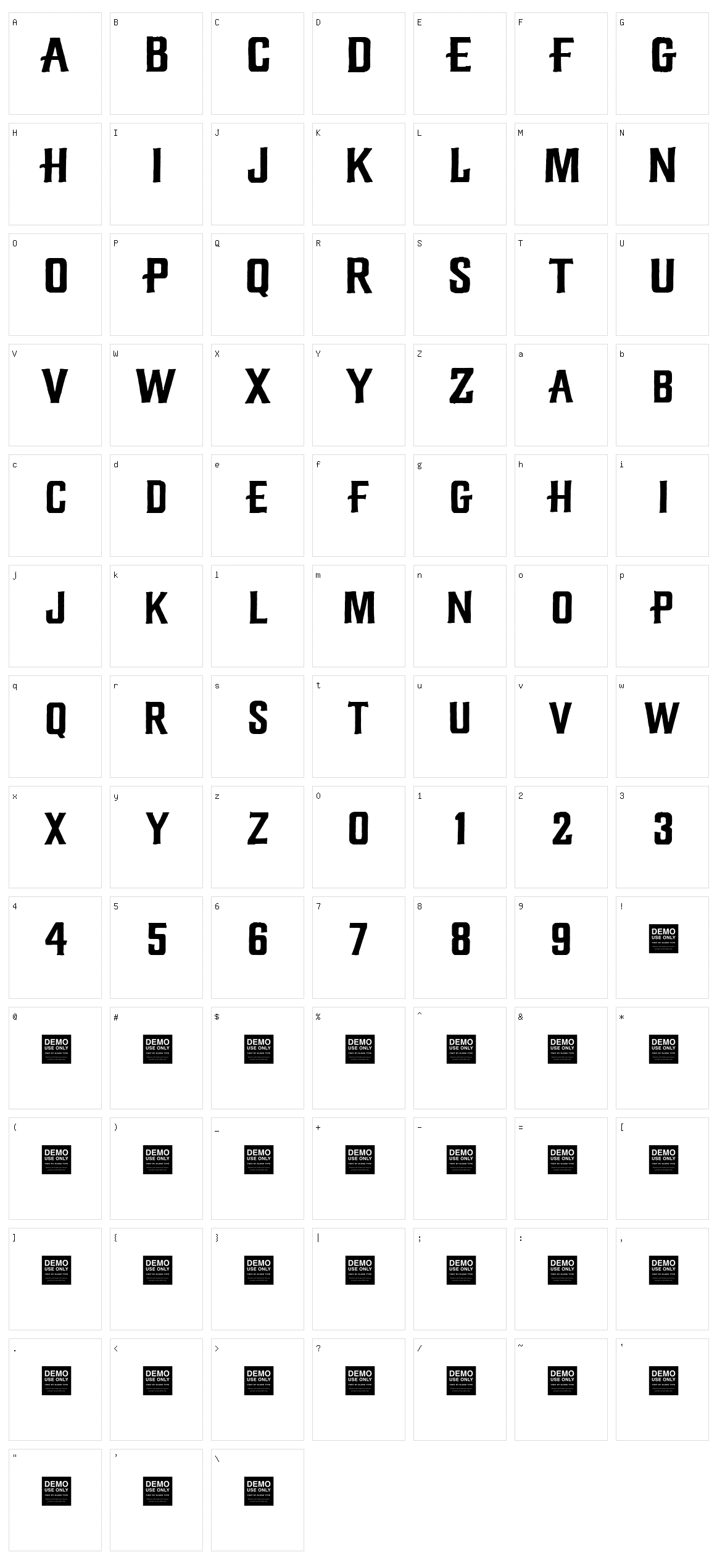Diamond Creek Character Set