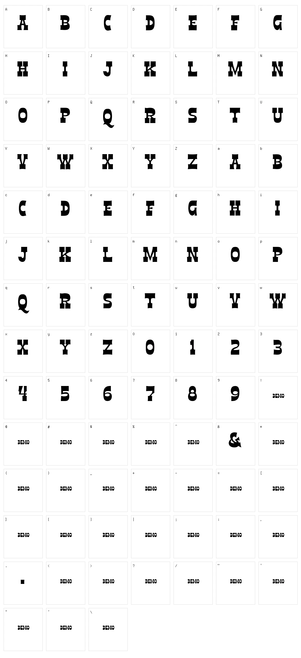 El Durango Character Set