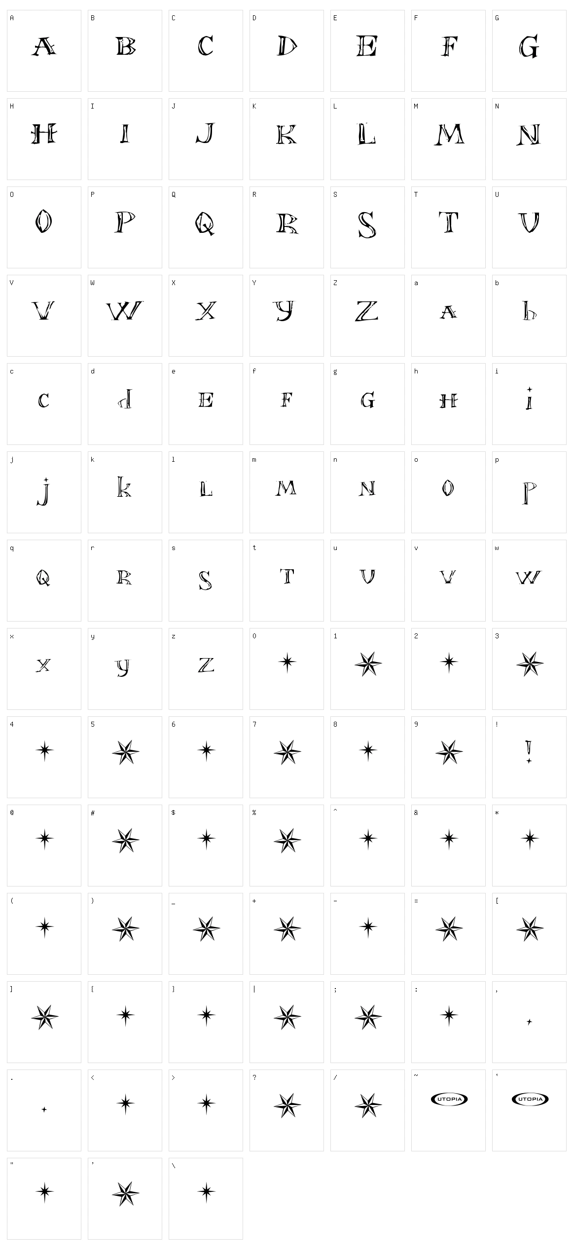 Font in a Red Suit Character Set