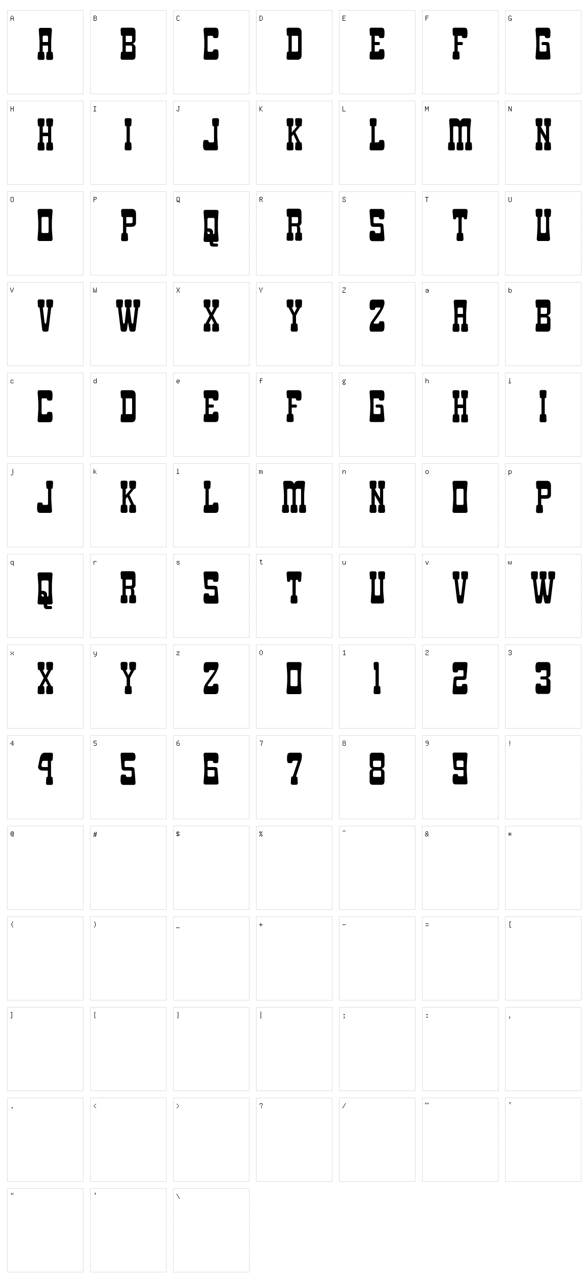 Goma Western Character Set