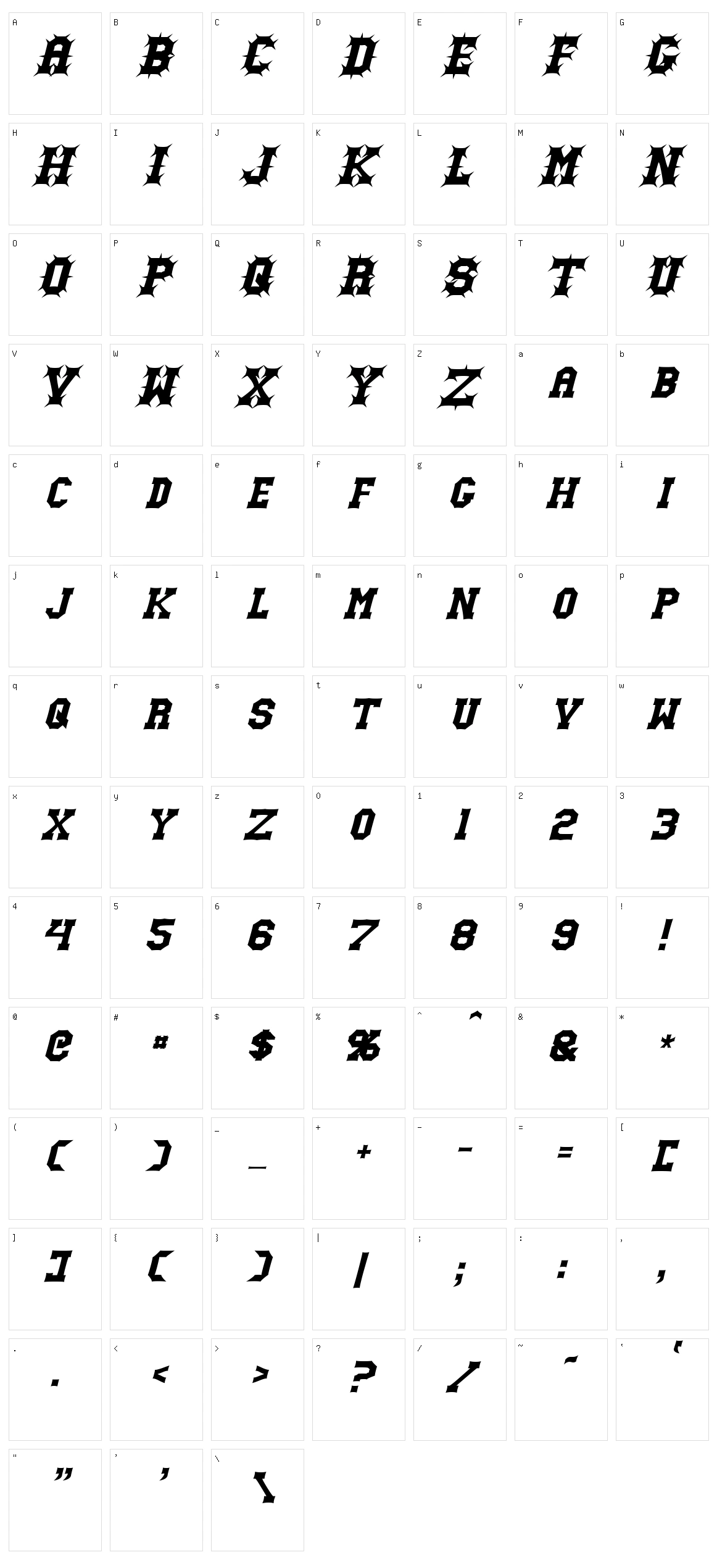Gutcruncher Character Set