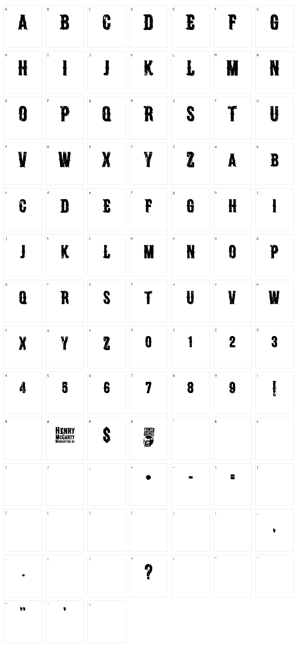 Henry McCarty Character Set