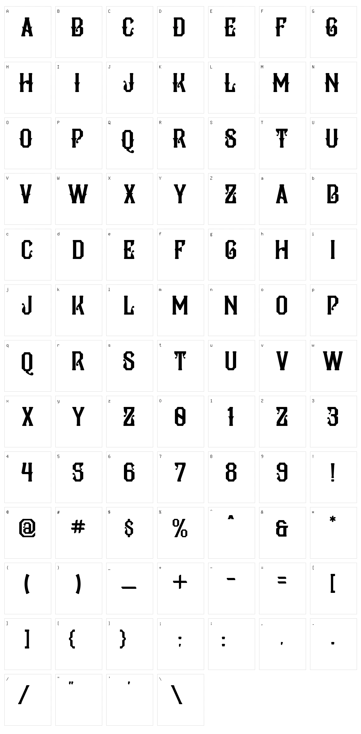 Pilar Typeface Character Set