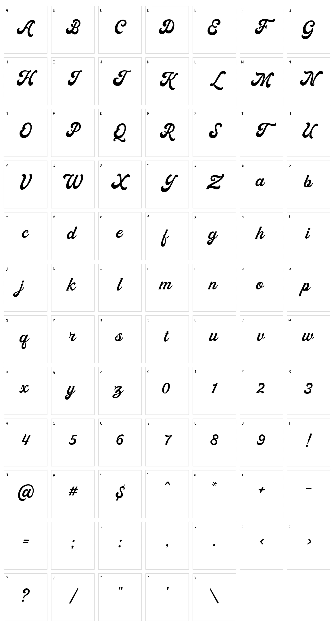 Moraline Script Character Set