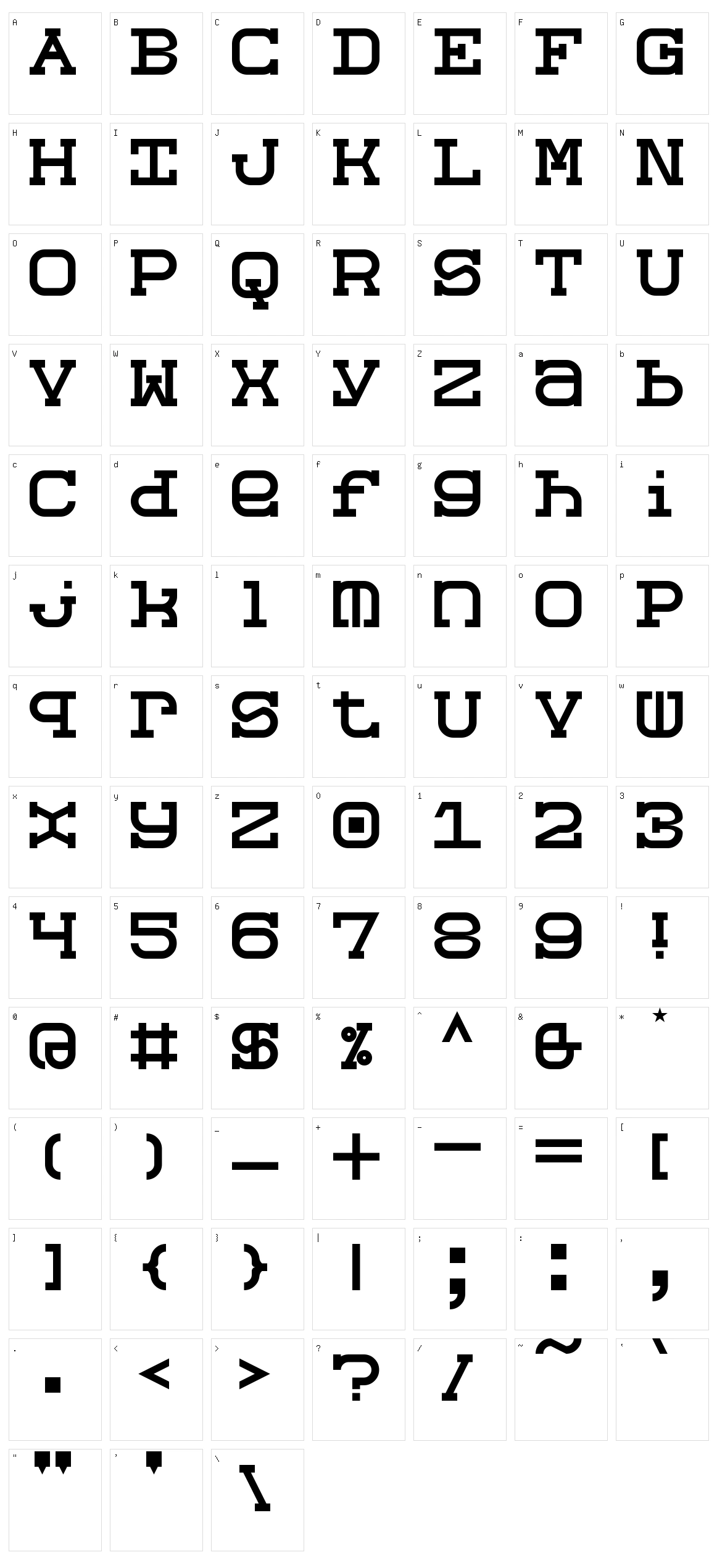 Slabberton Character Set