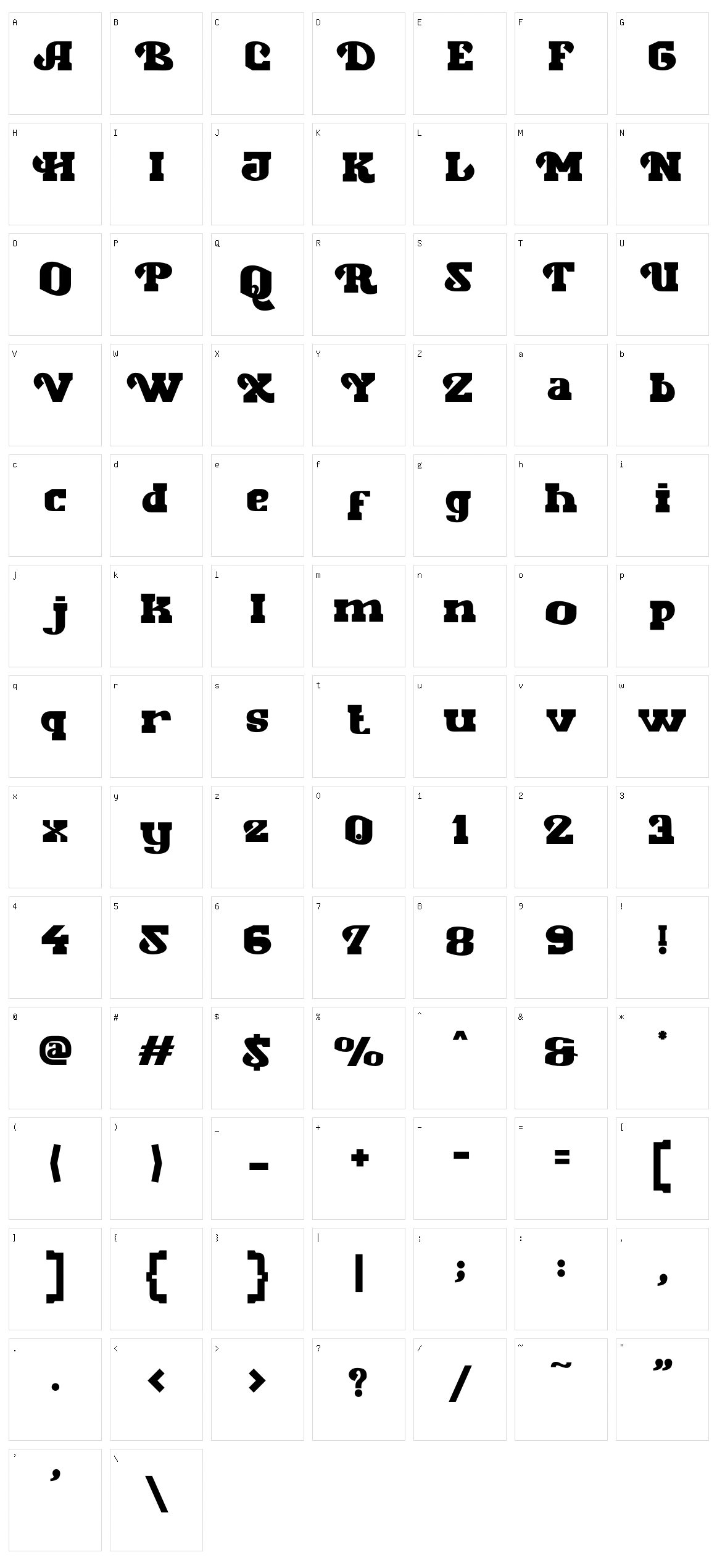 Small Heath Character Set