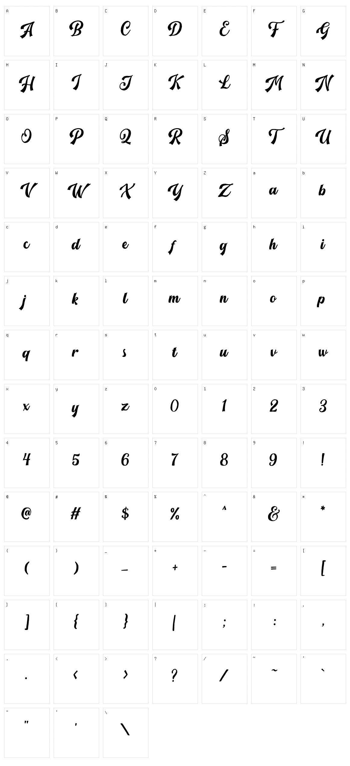 Handpack Script Character Set