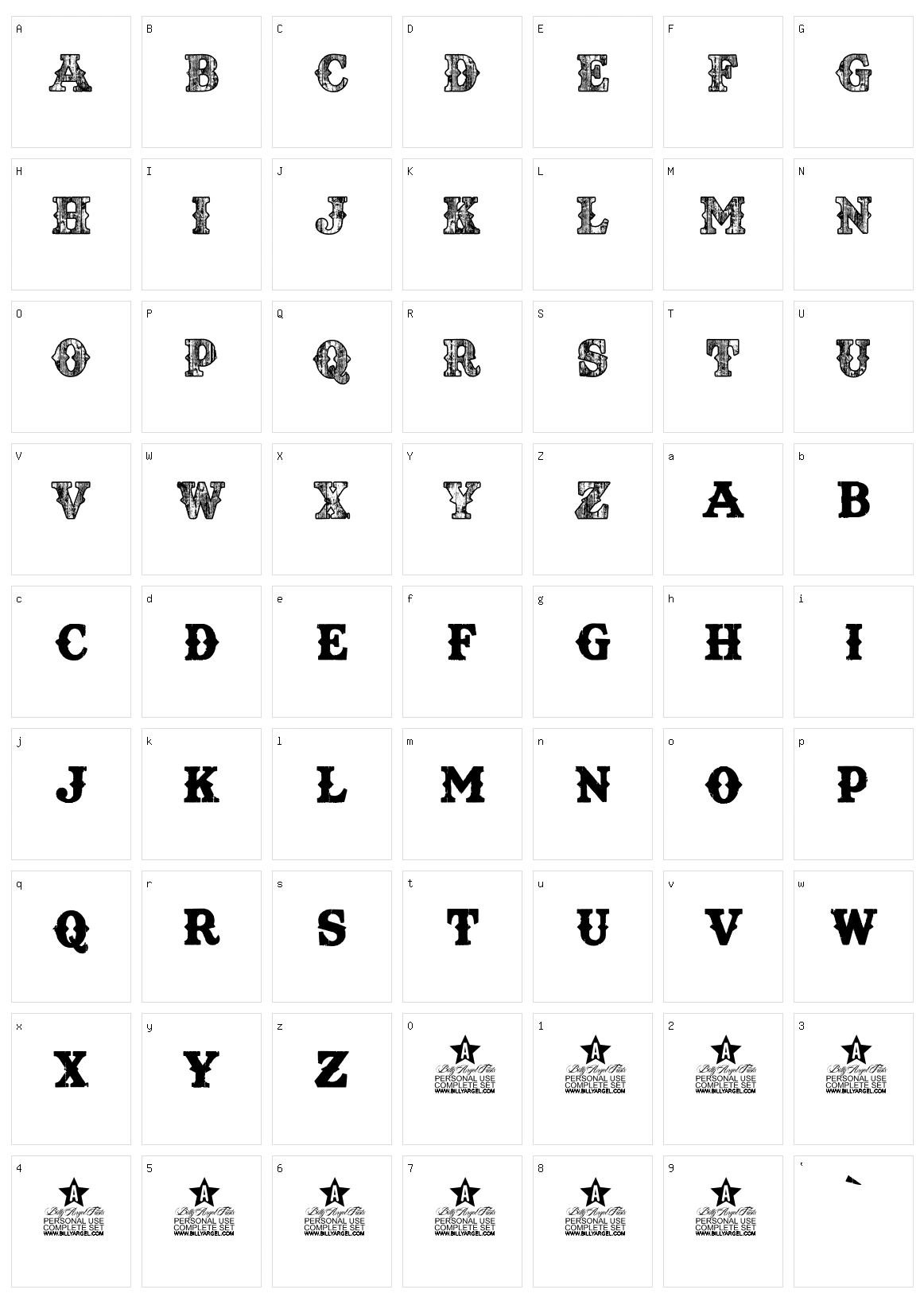 Texaswood Character Set