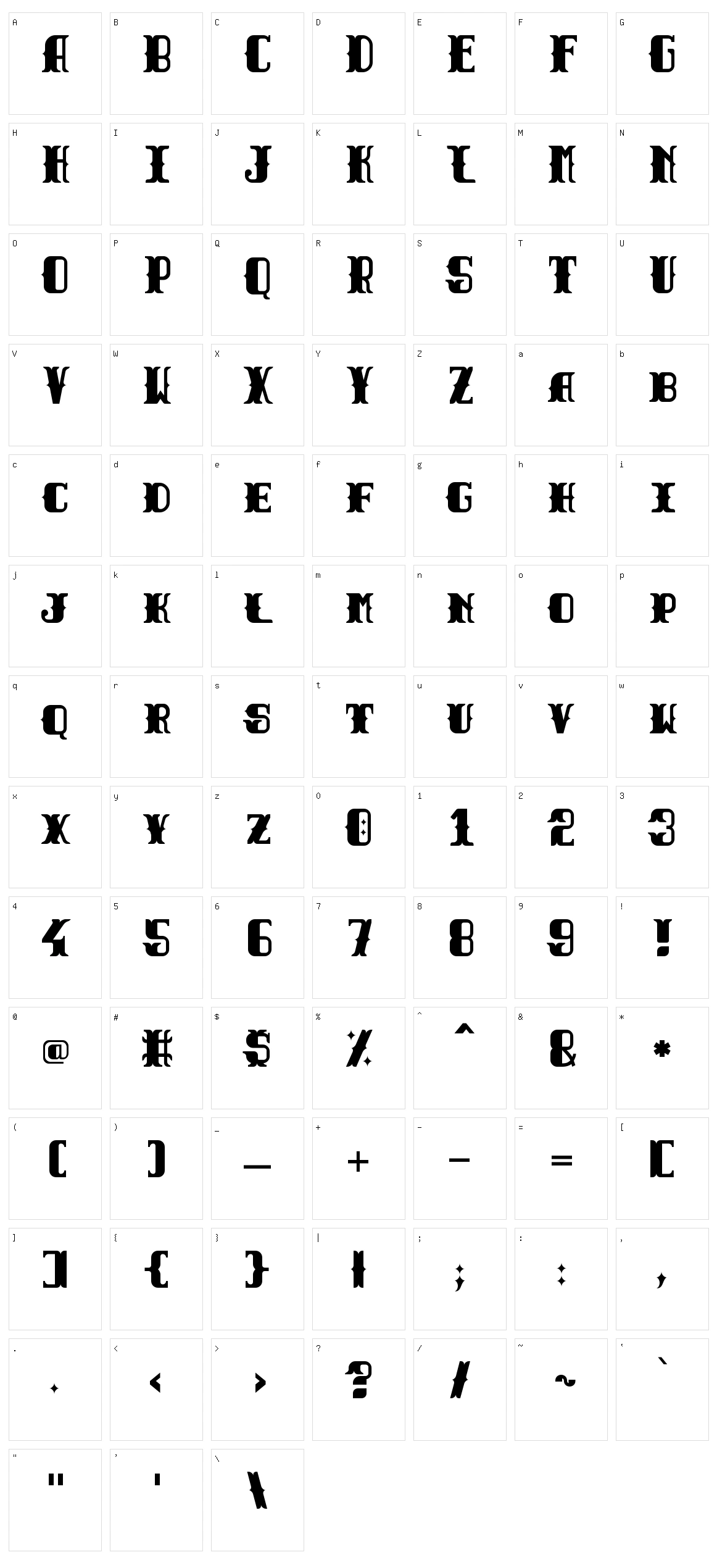 Tuscan Black Character Set