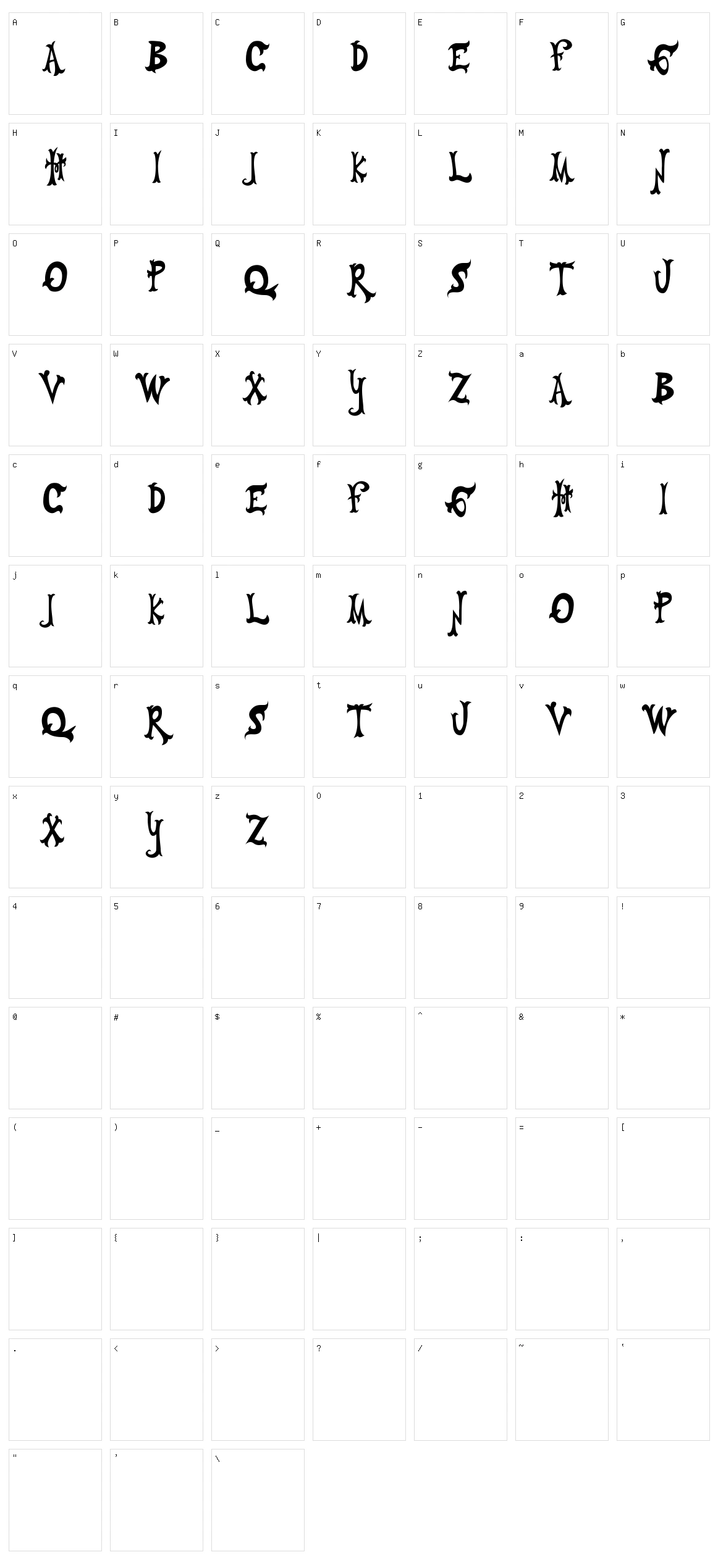 Vaquerojado Character Set