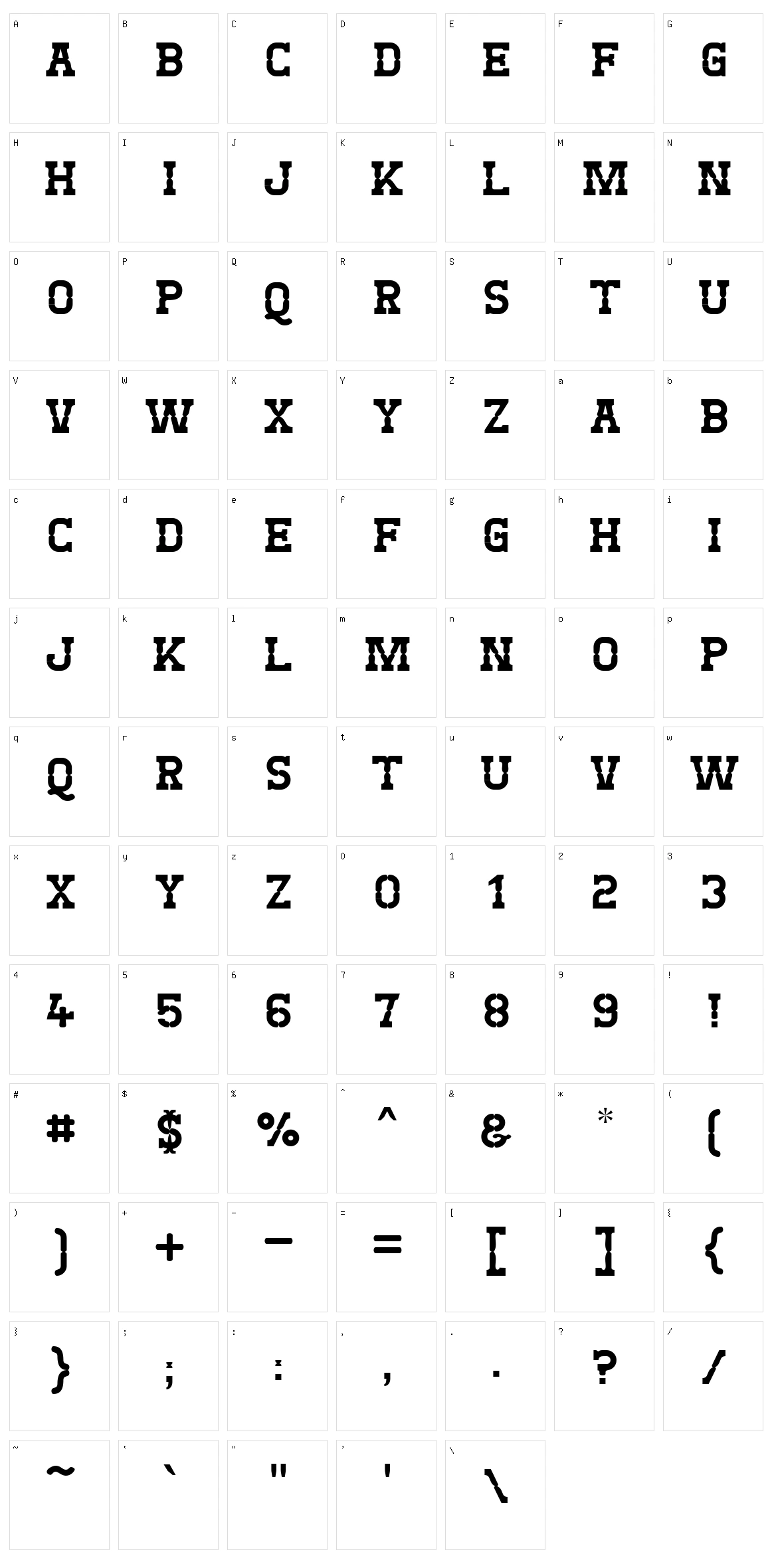 West Test Character Set