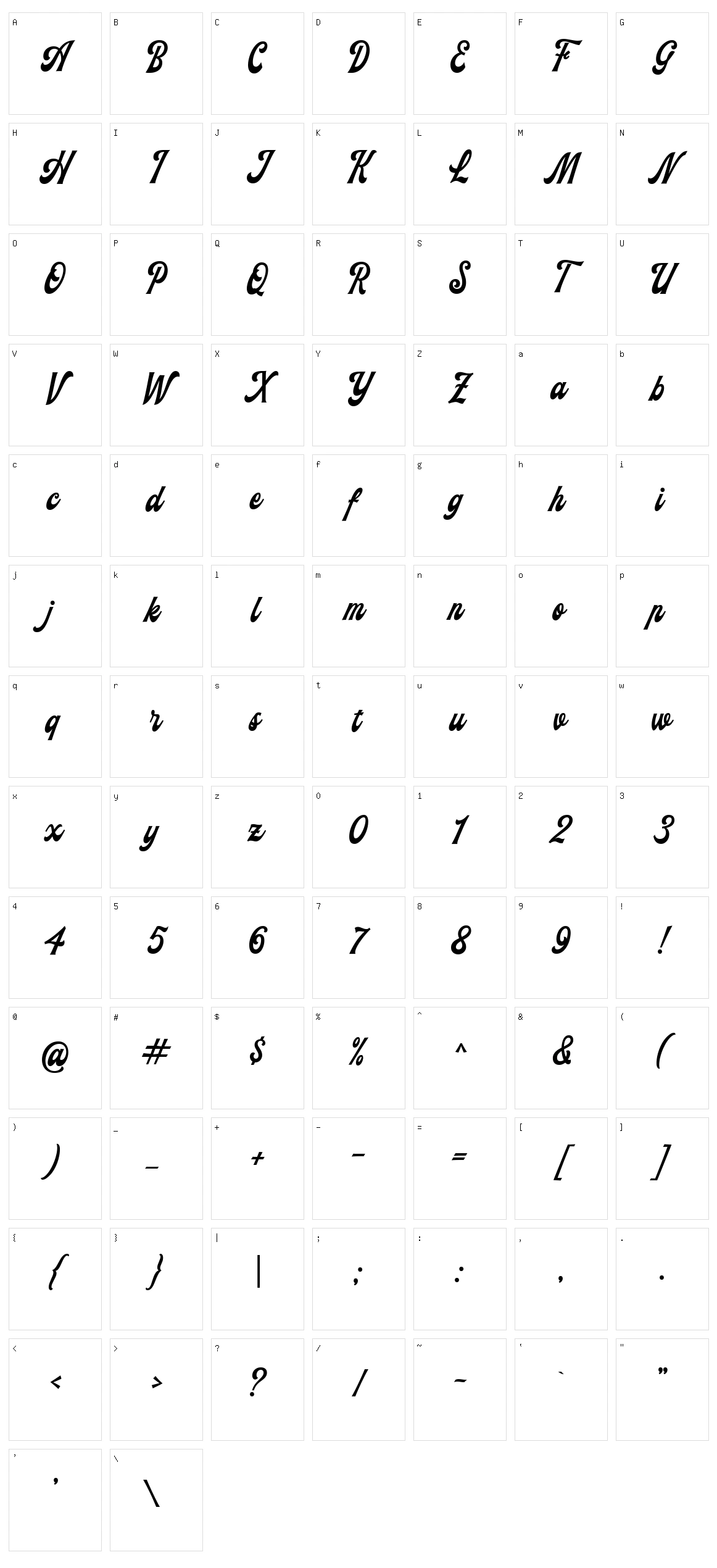 Mosenta Script Character Set