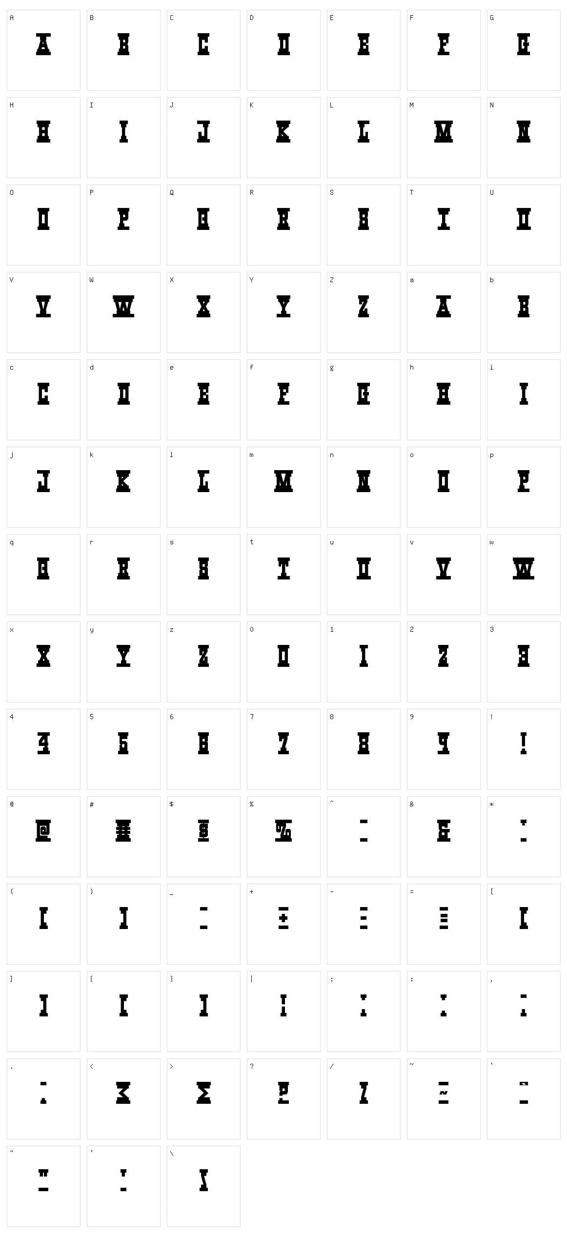 Western_Rail Character Set