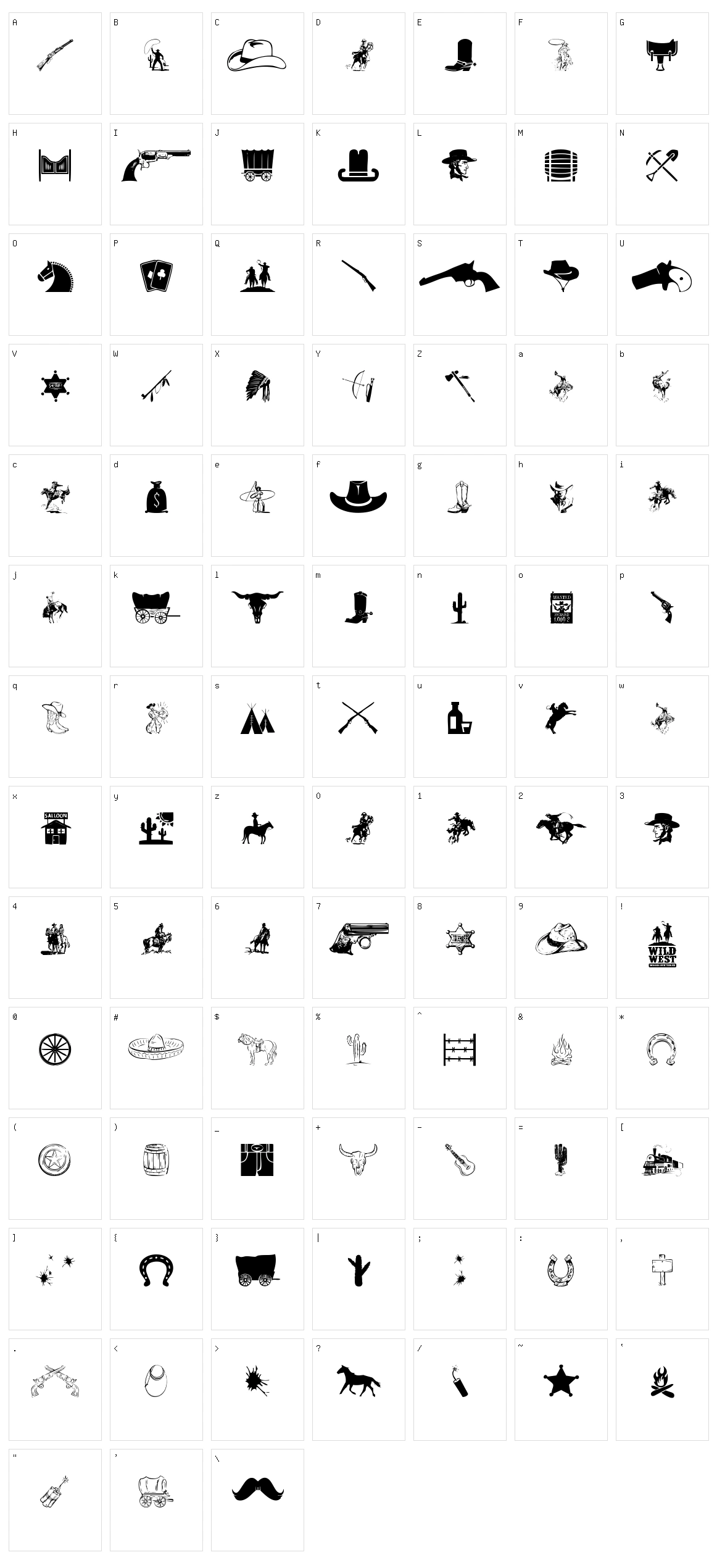 Wild West Icons Character Set