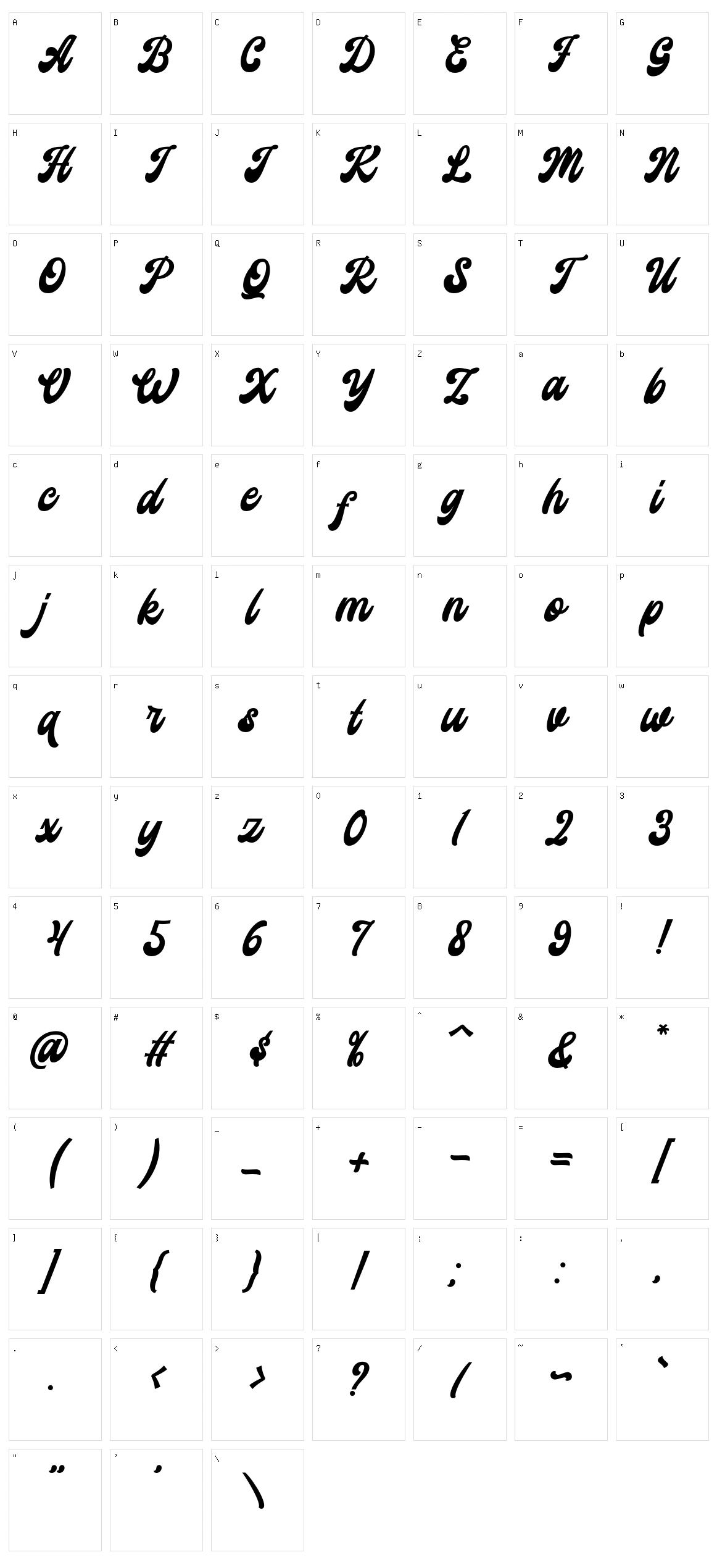 Hitterlove Character Set