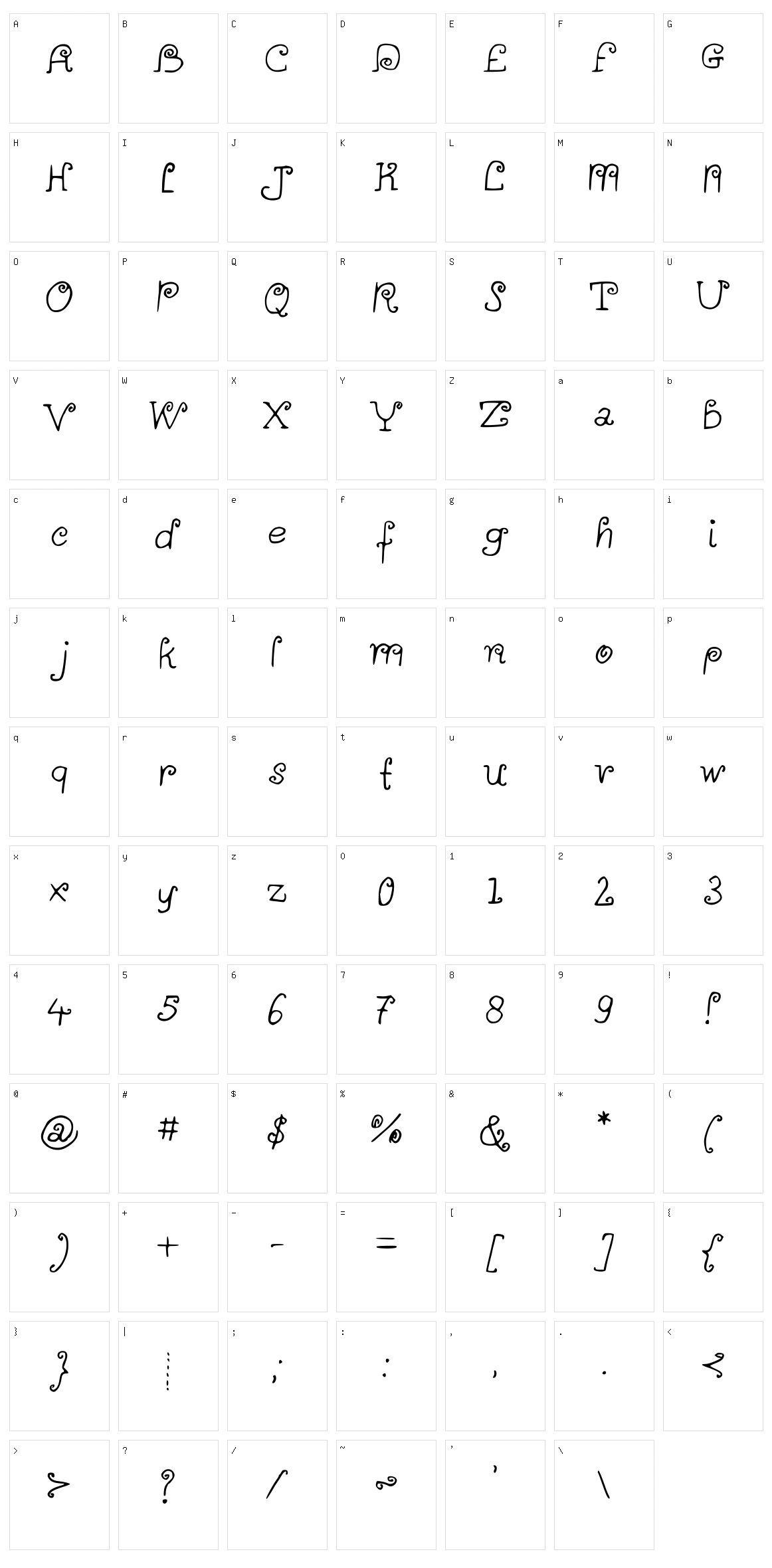 A Little Scribble in My Book Character Set