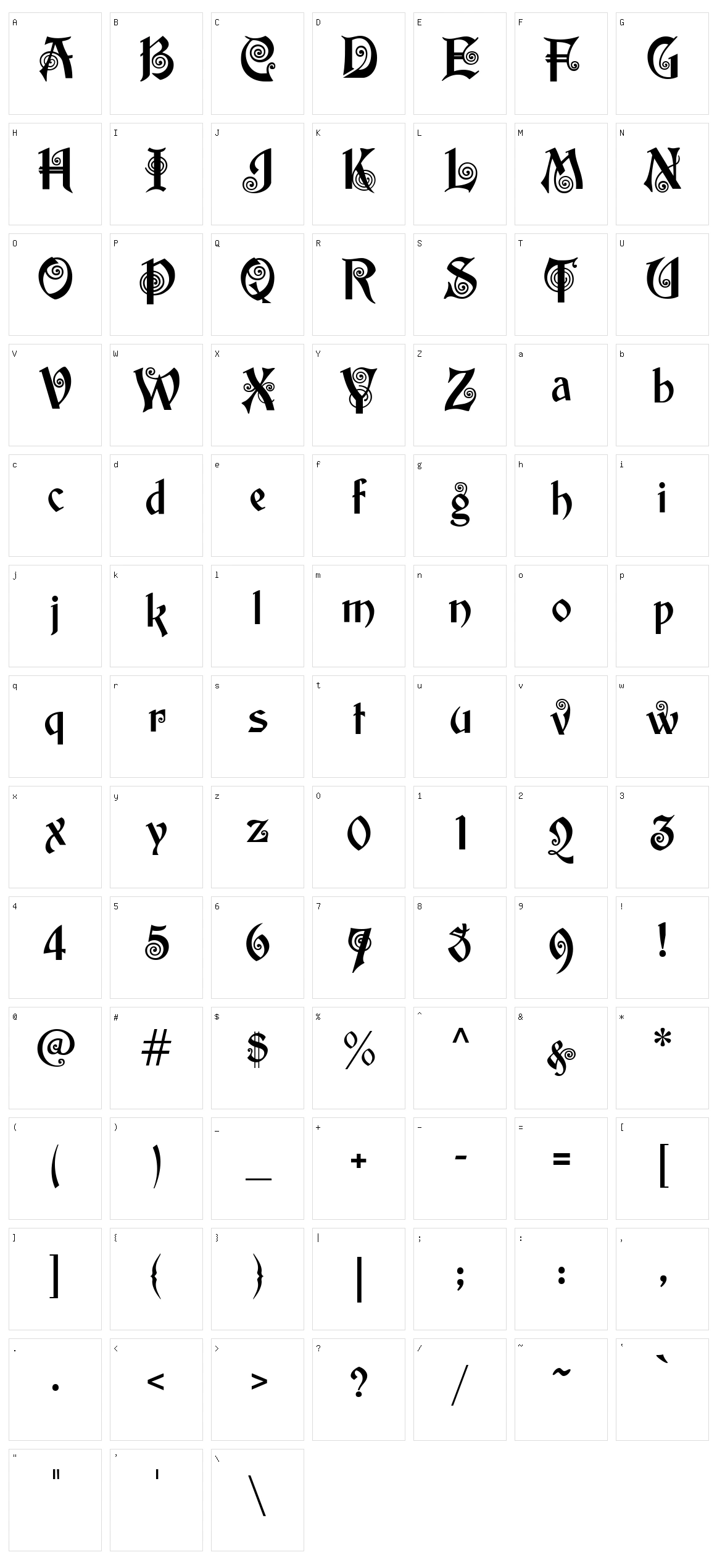 Aka Potsley Character Set