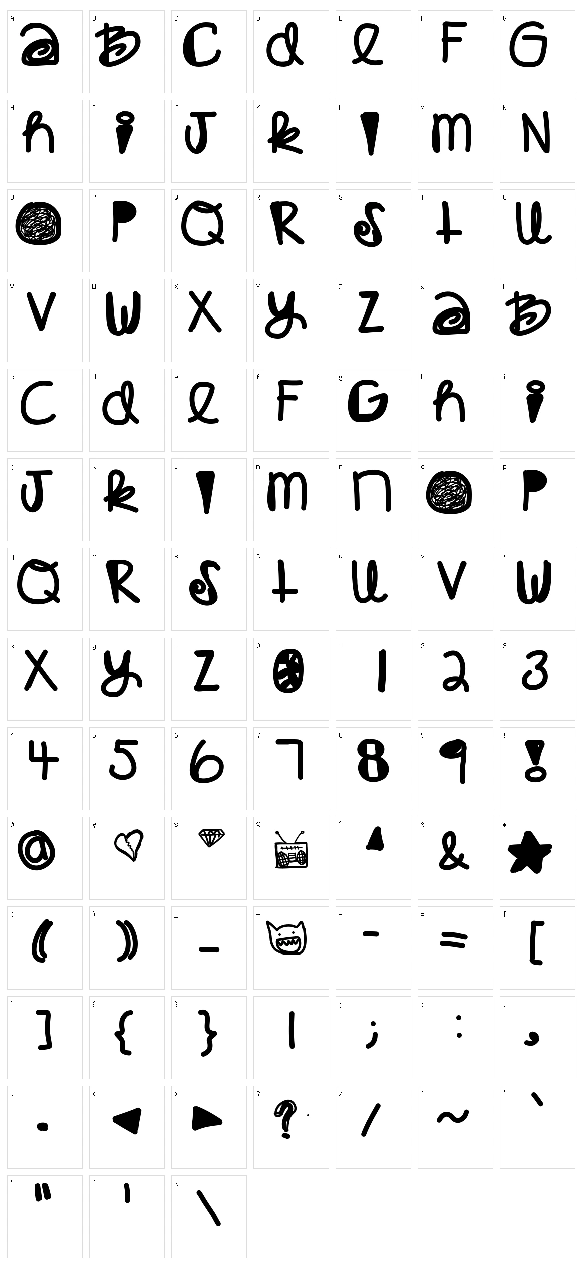 Babaganoosh Character Set