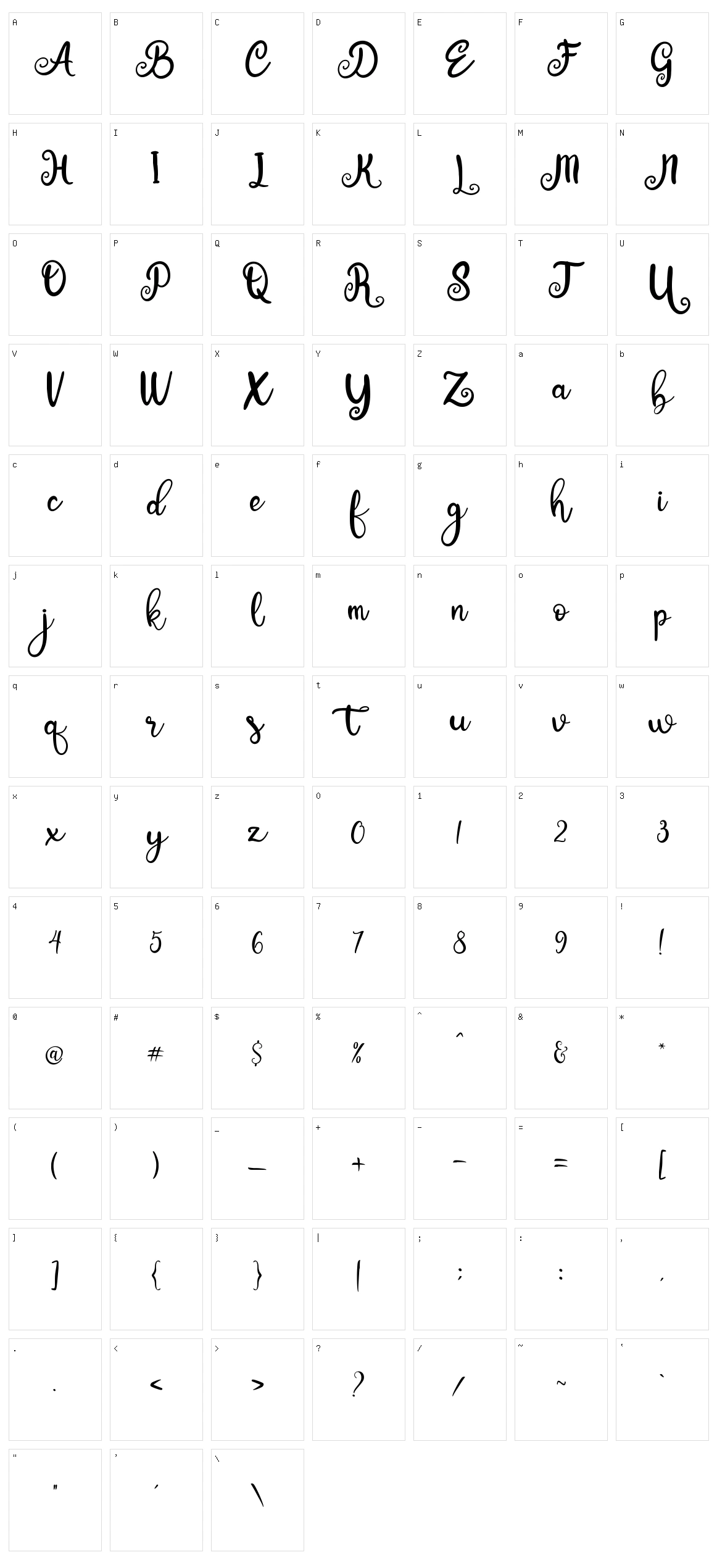 Baby Bunny Script Character Set