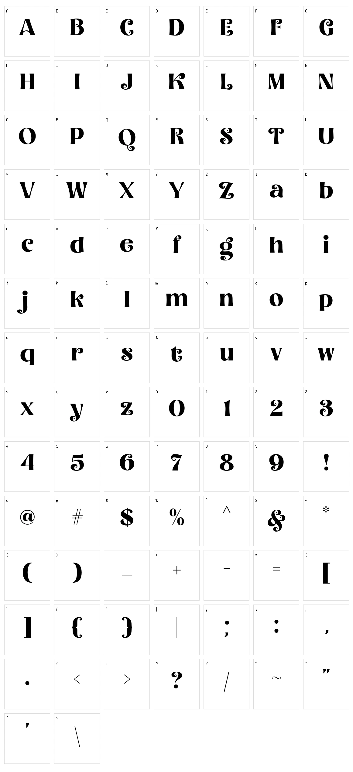 Bonello Character Set