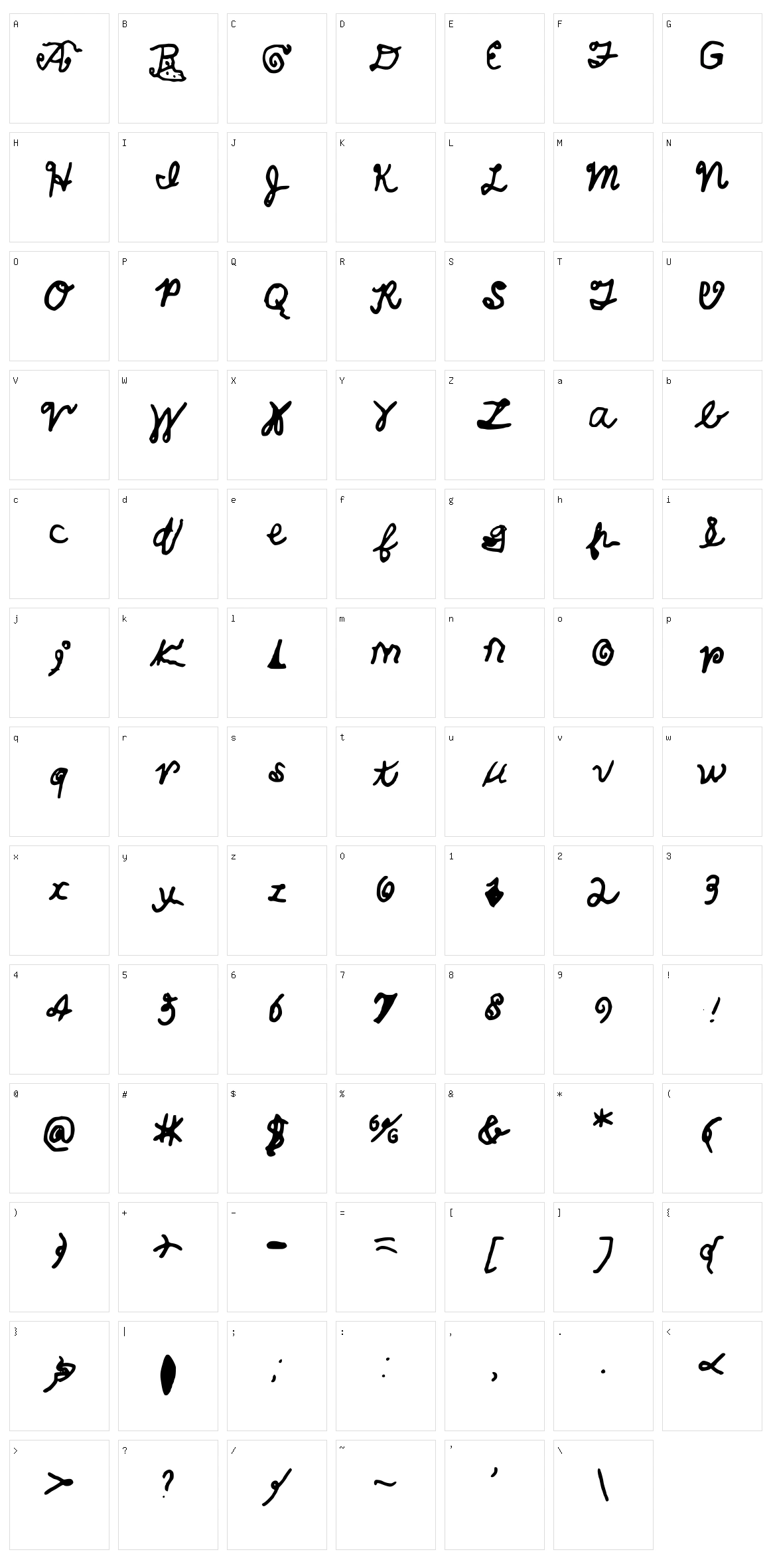 Calebs Cool Handwriting Character Set