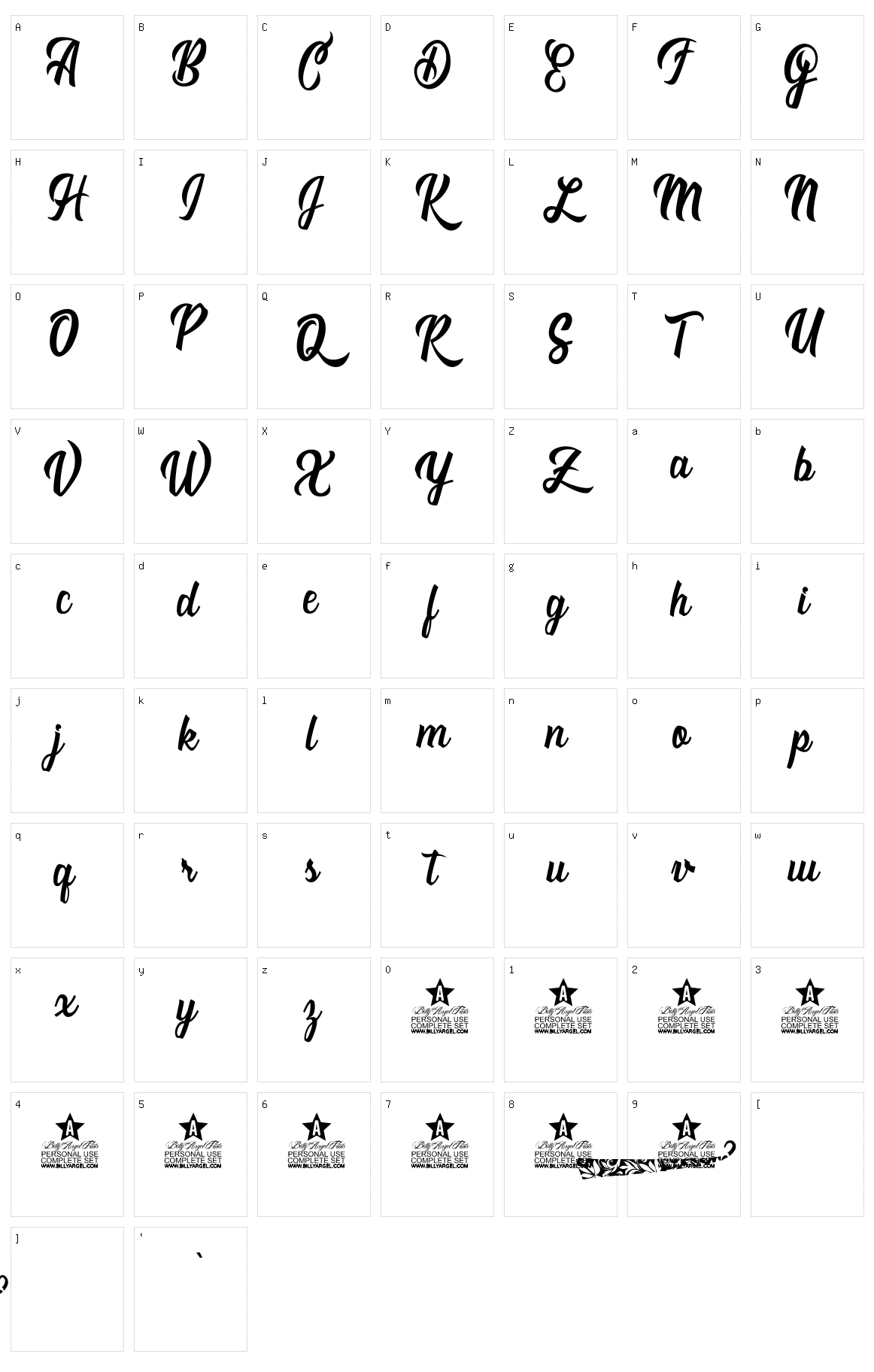 Romantica Character Set