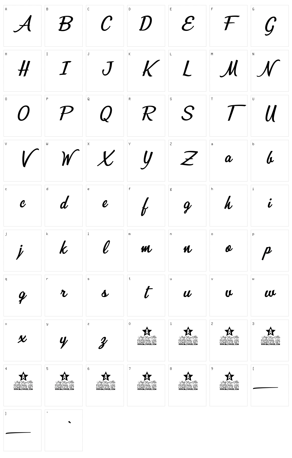 Mirella Character Set
