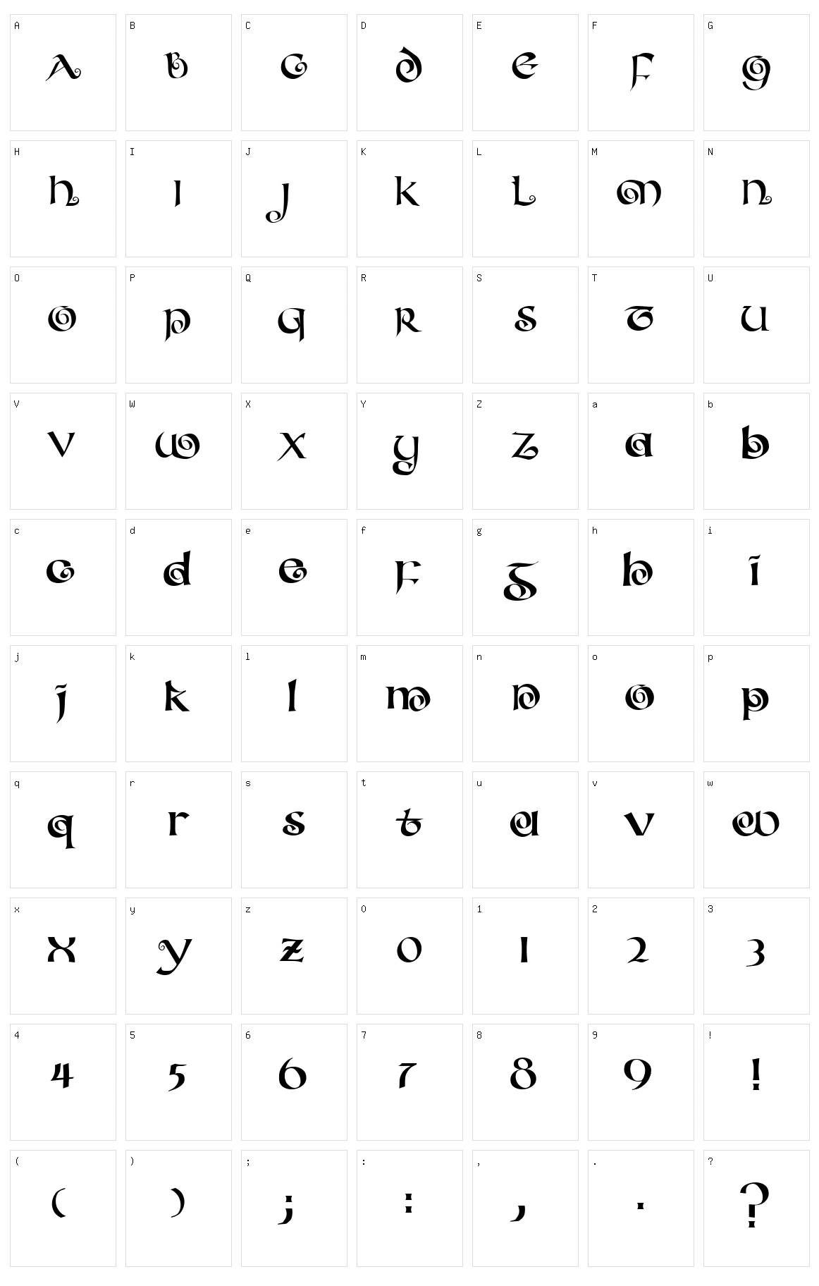 Coiled Uncial Character Set