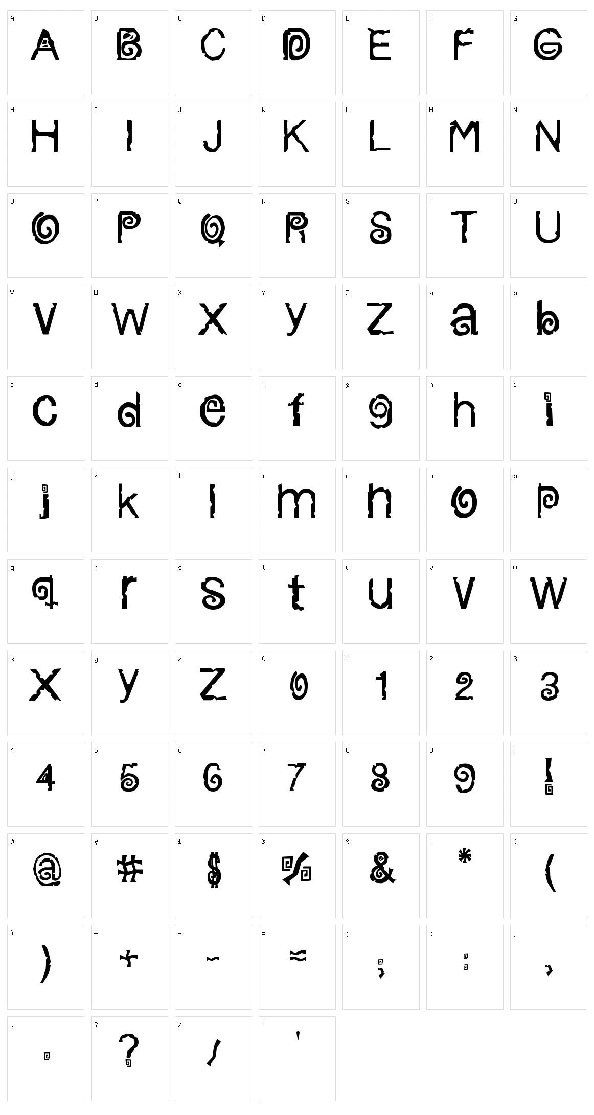 Columbian Stroke Character Set