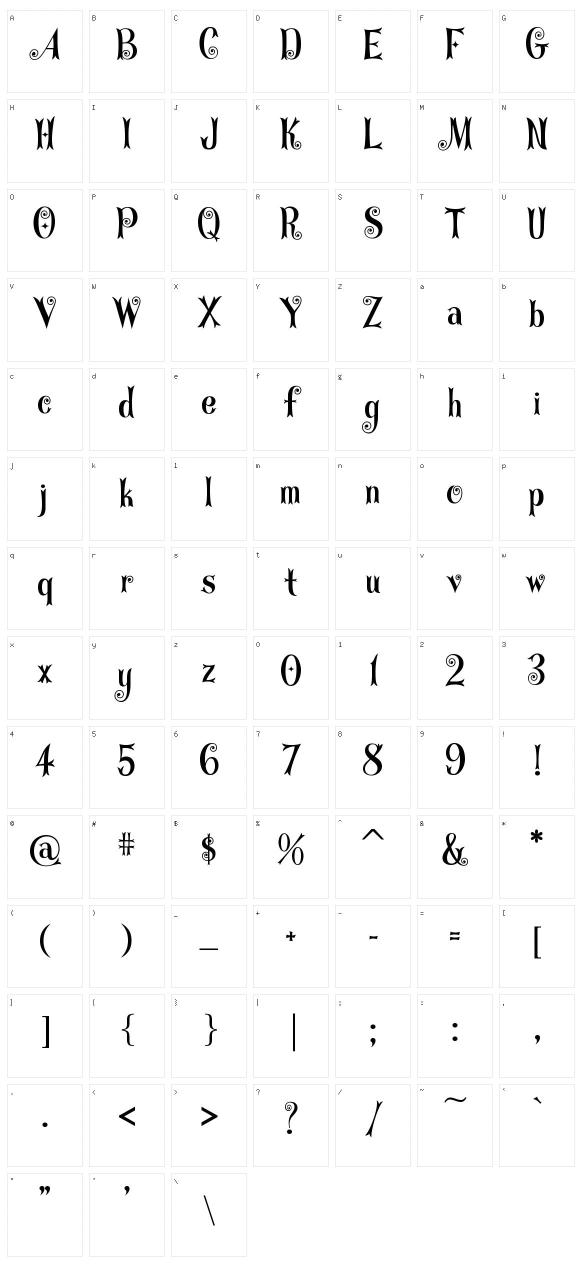 Curly Stars Character Set