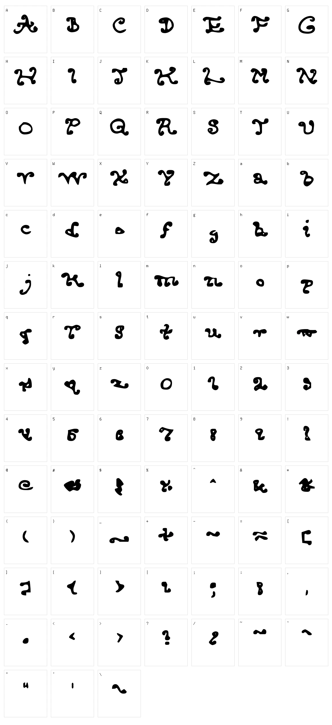 Endcurled Character Set