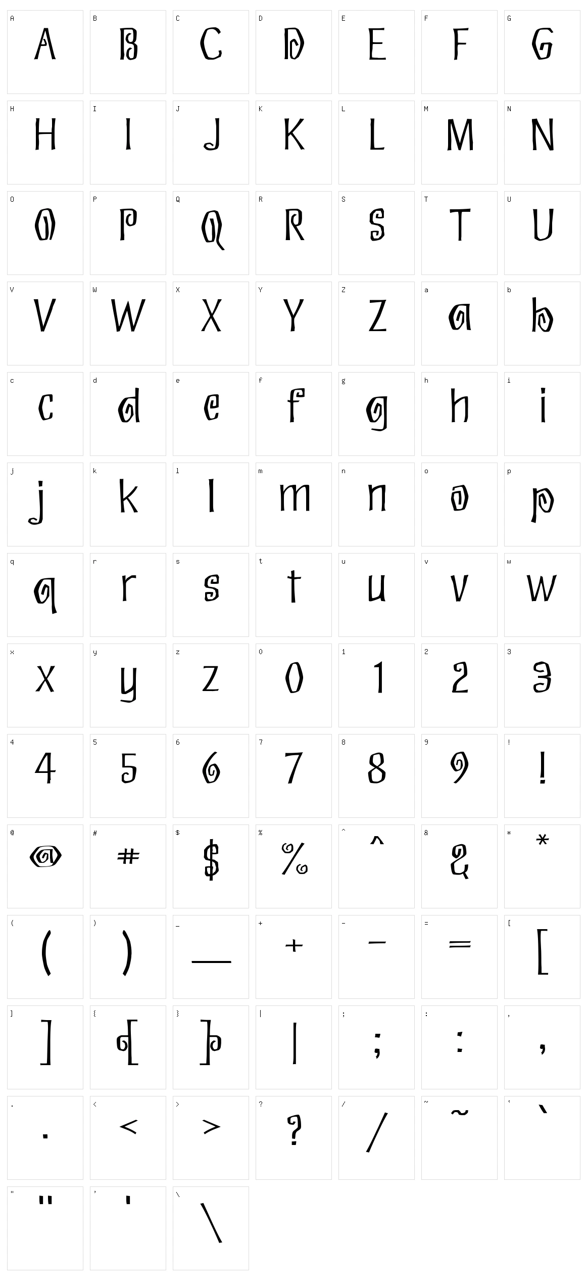 Eskargot Character Set