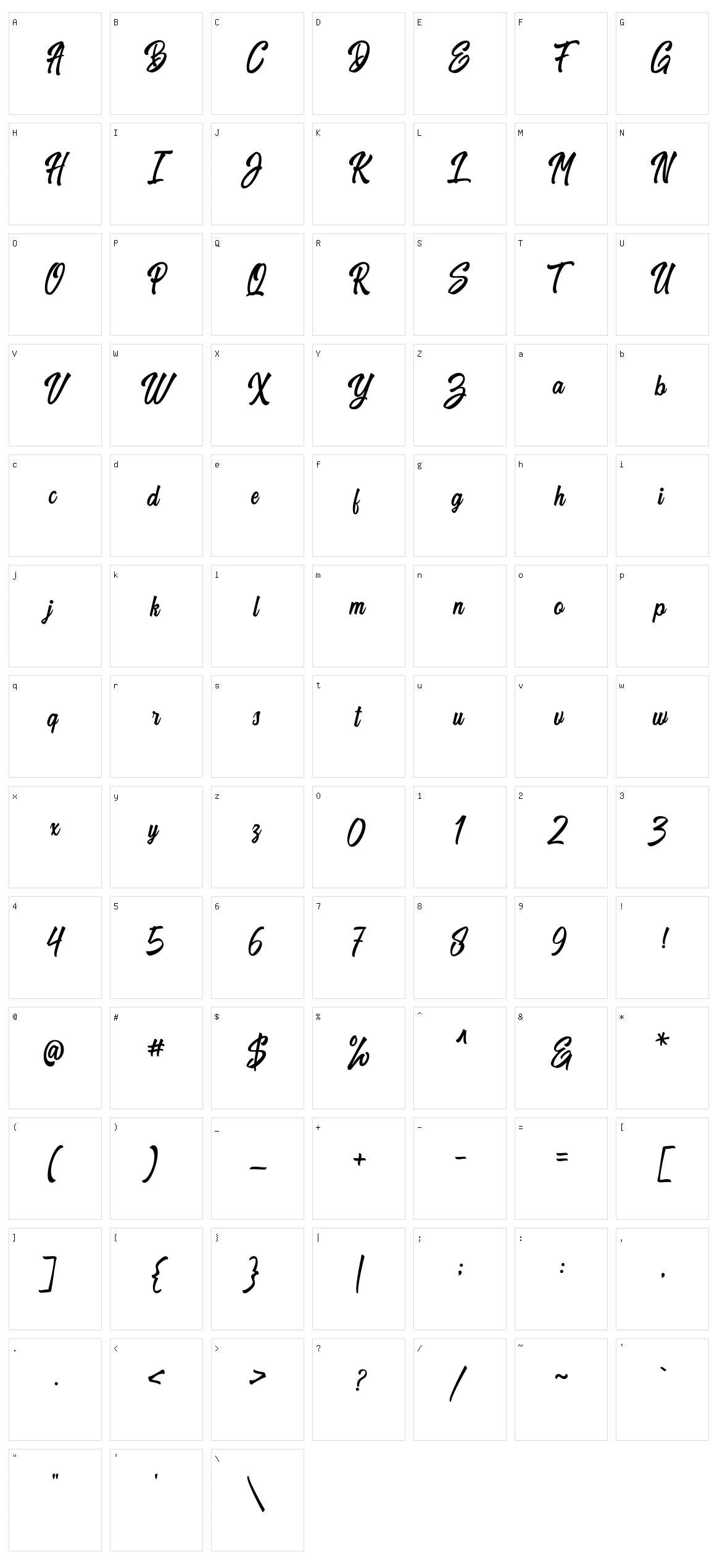 Harpert Script Character Set