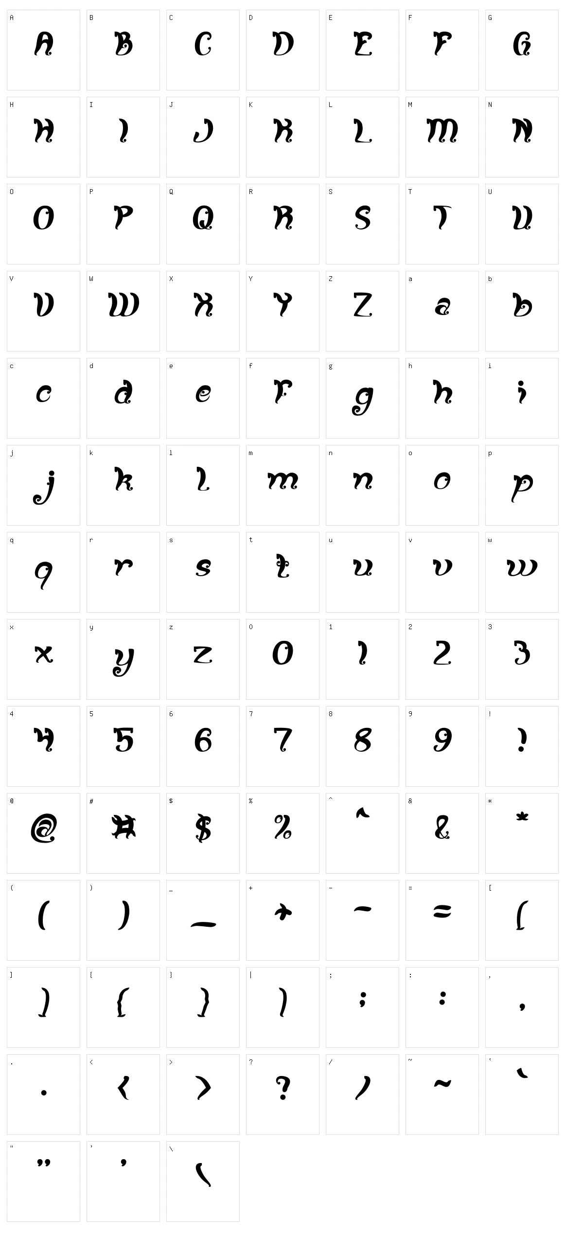 Fancy Curly Character Set
