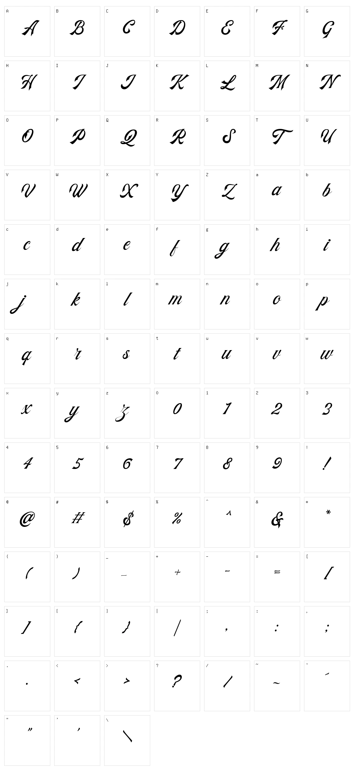 Kingdrops Script Character Set