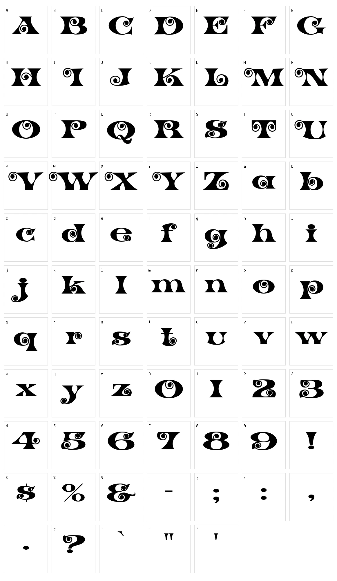 K22 Spiral Swash Character Set