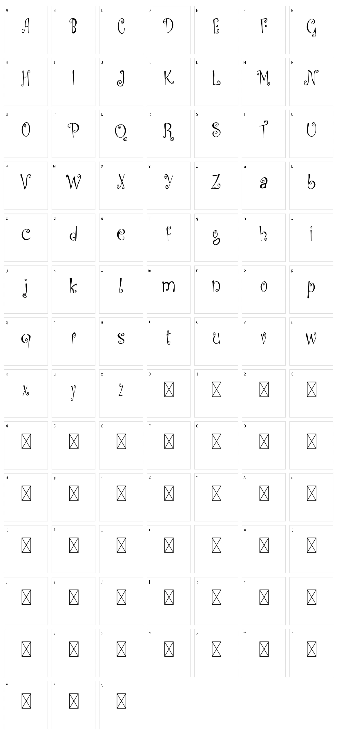 Keriting Character Set