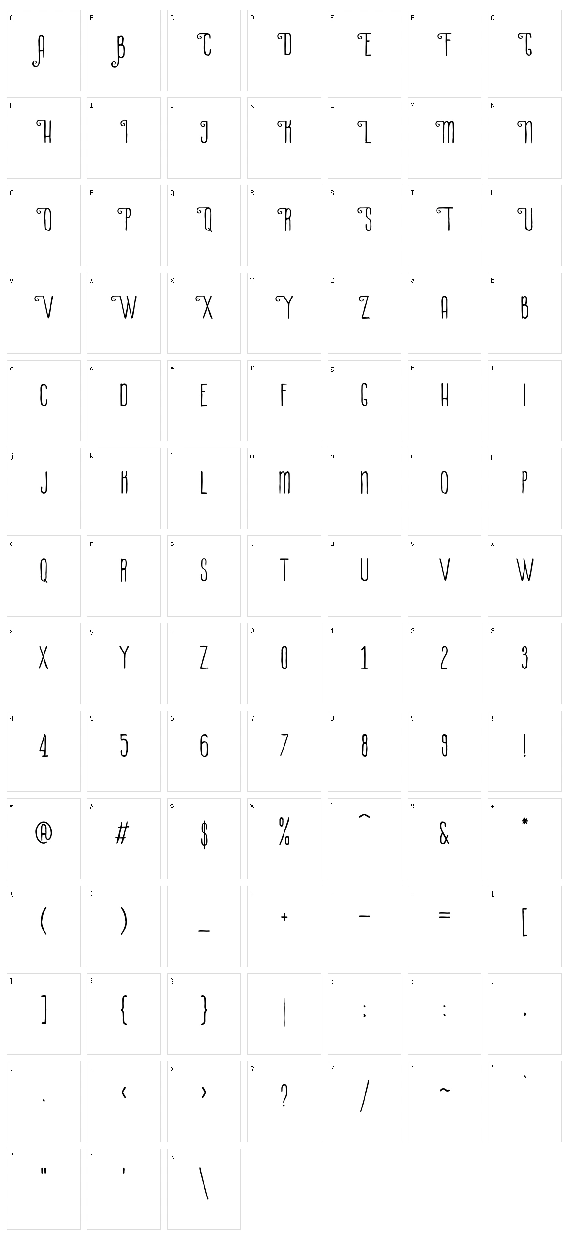 La Petitenget Character Set