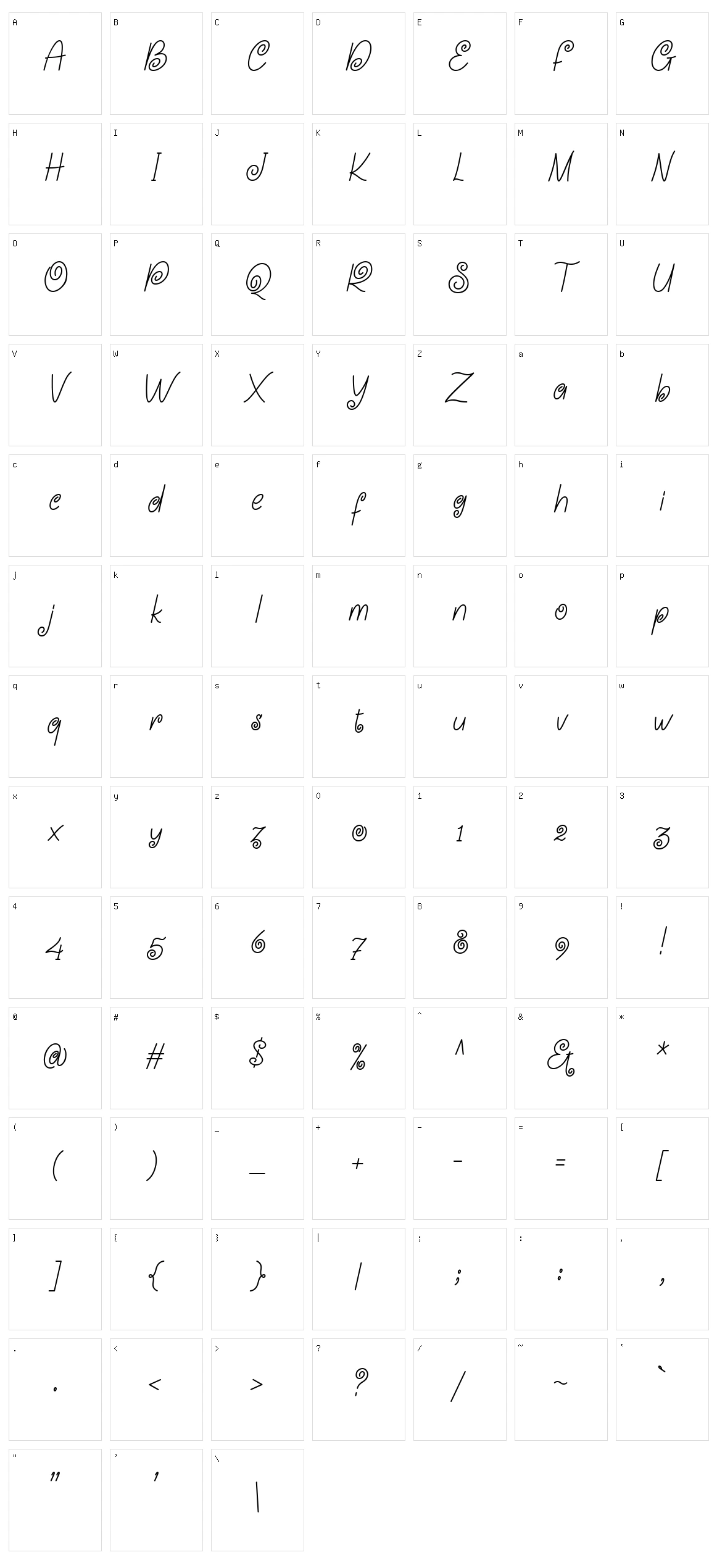 Mourint Character Set