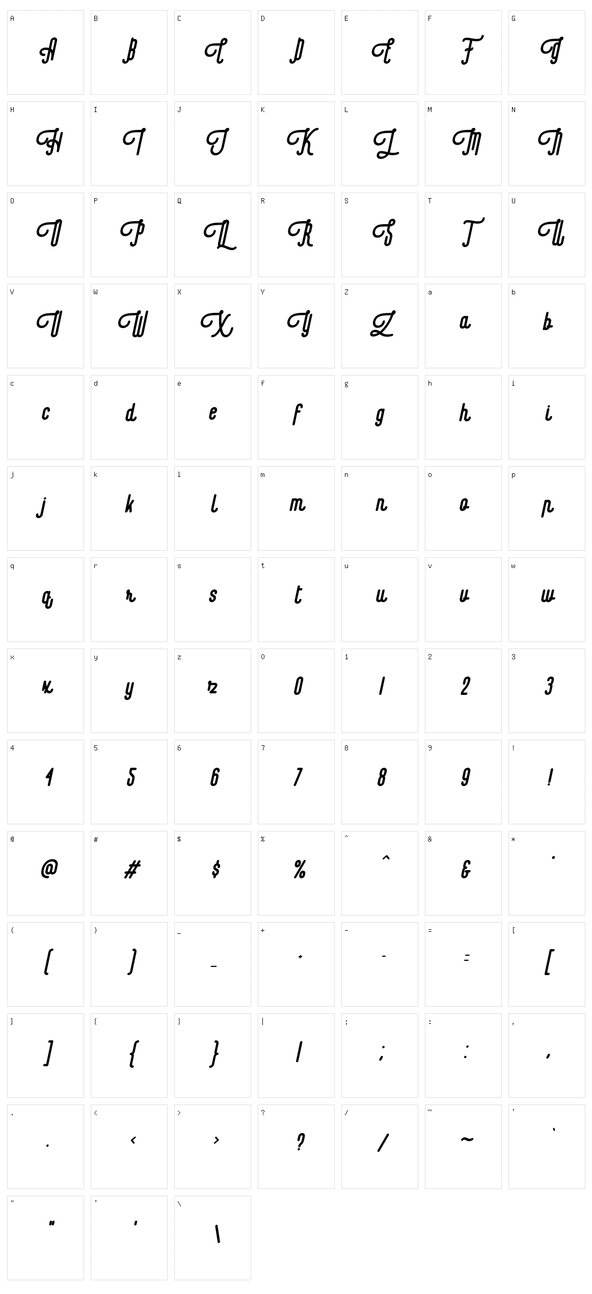 Revolage Script Character Set