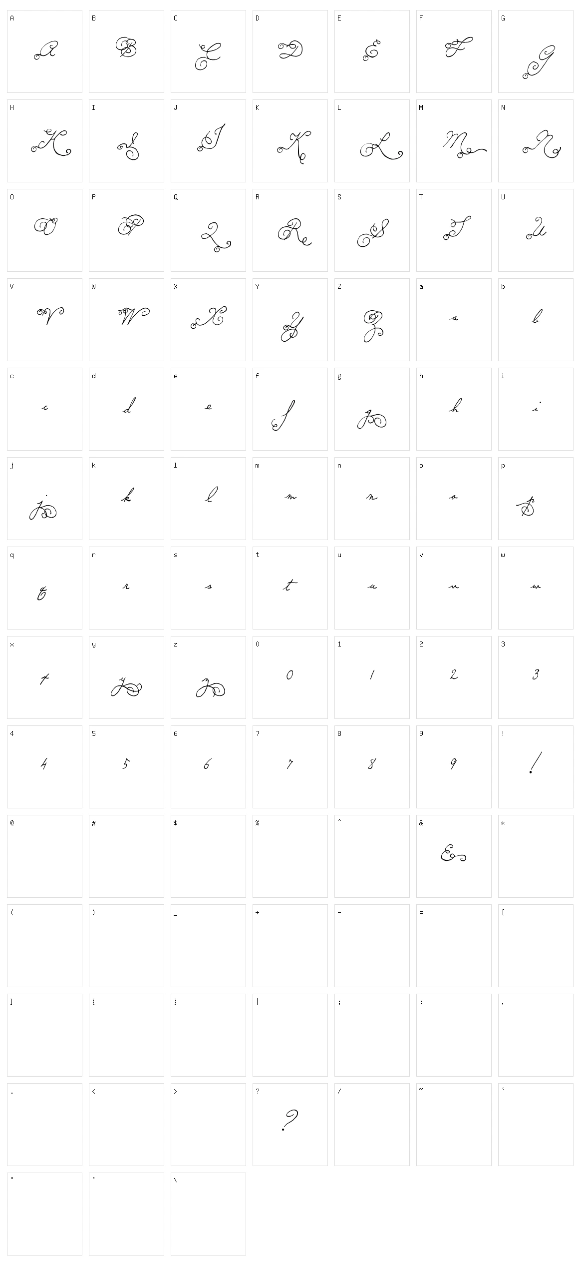 MTF Memory Character Set