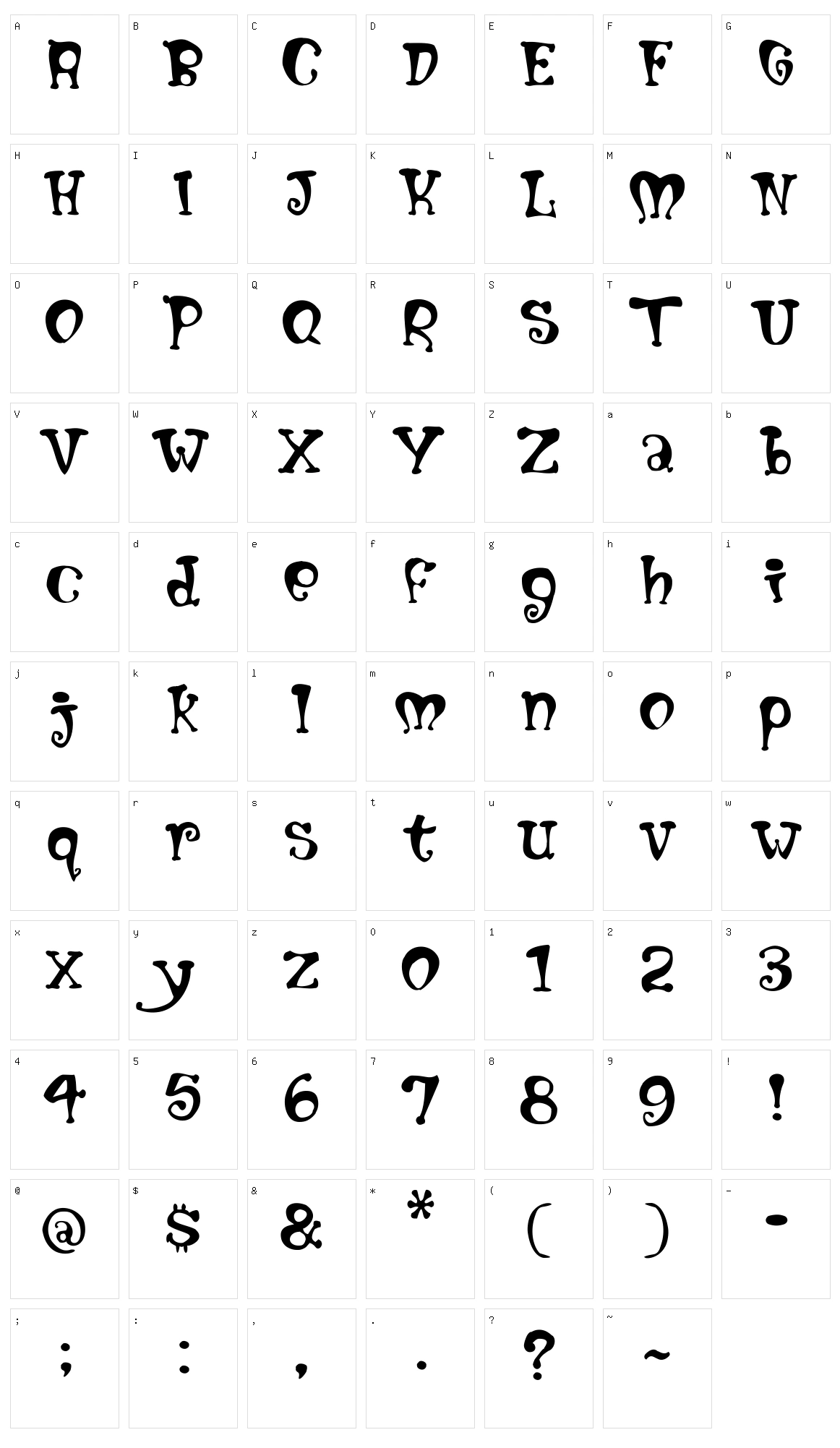 Mumblypegs Character Set