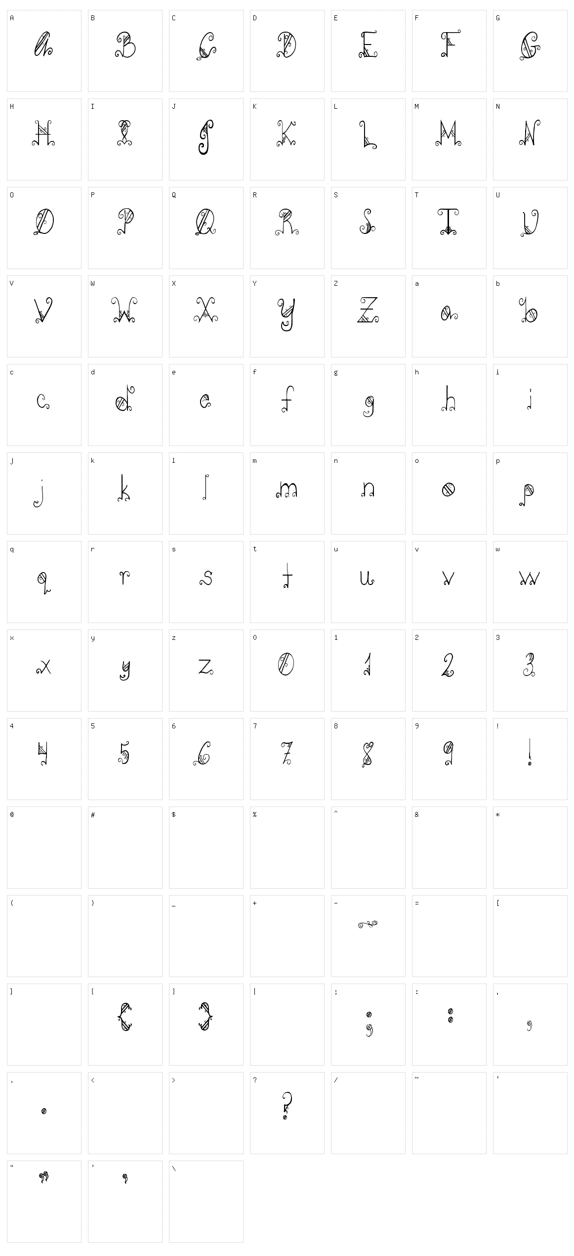 PC-GothicScroll Character Set