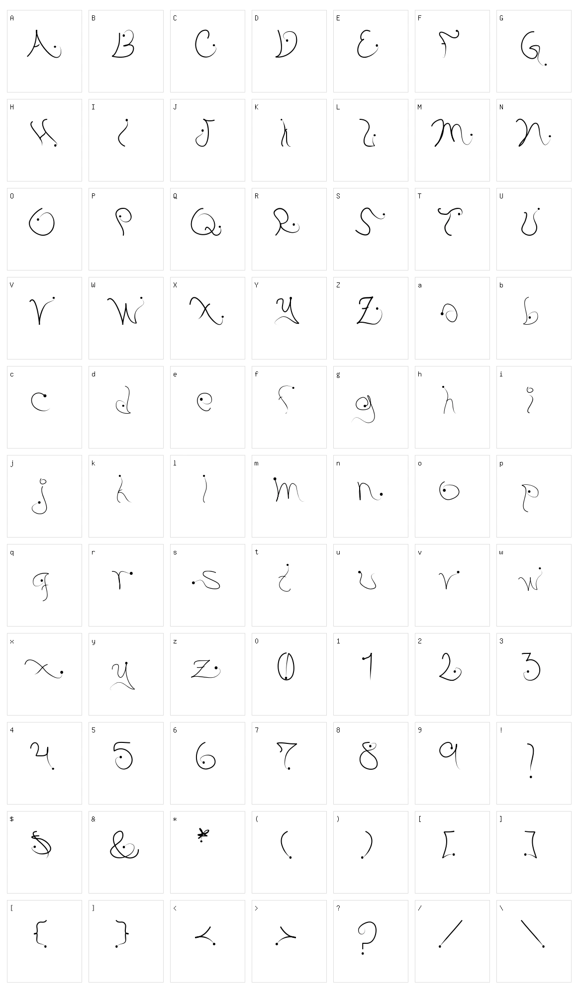 Pistyl Character Set