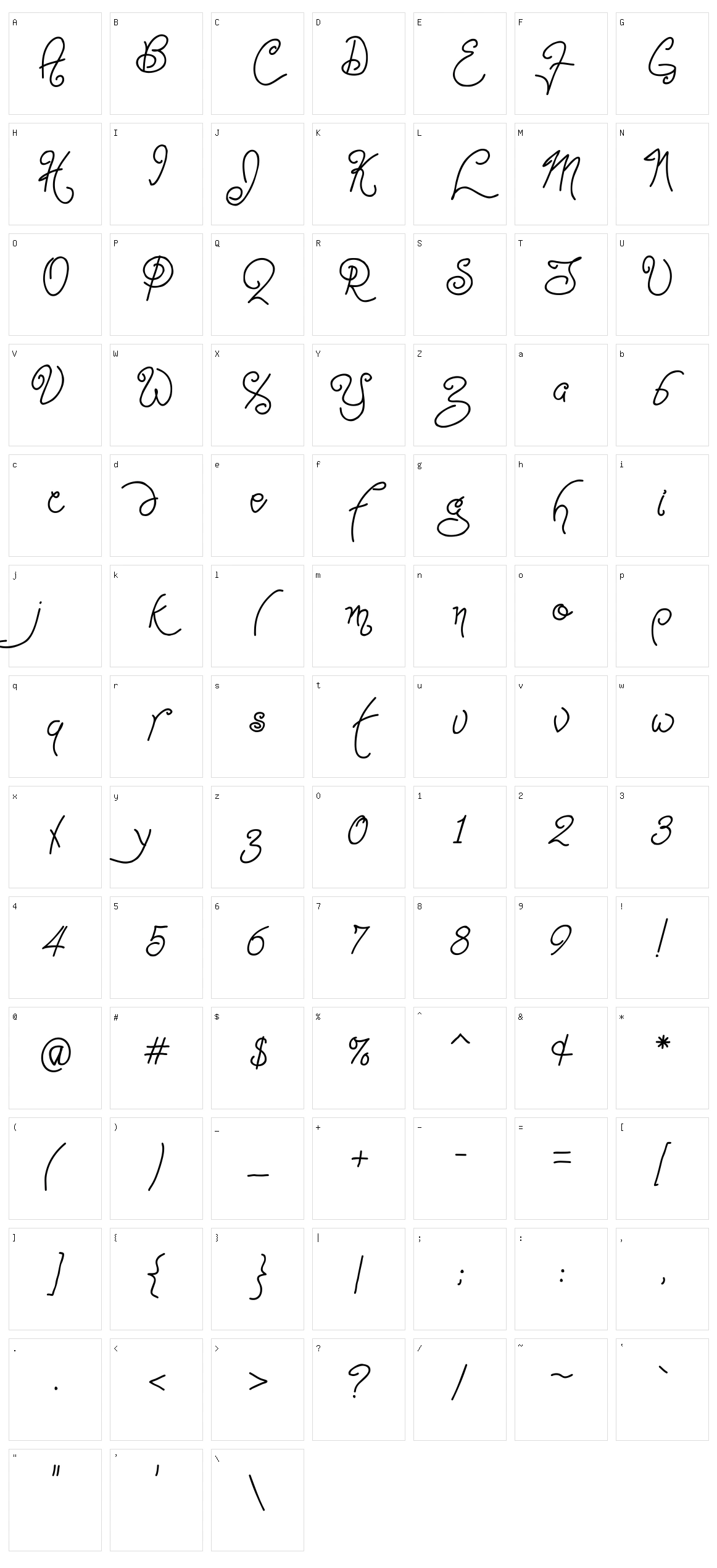 Point-Dexter Character Set