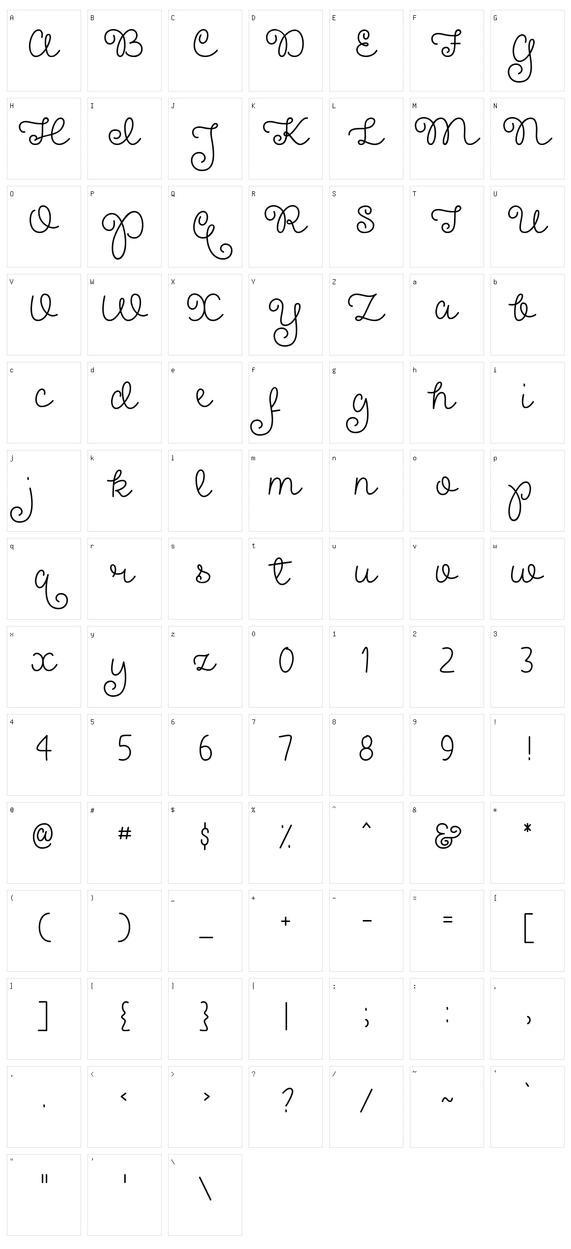 Pretty Girls Script Character Set