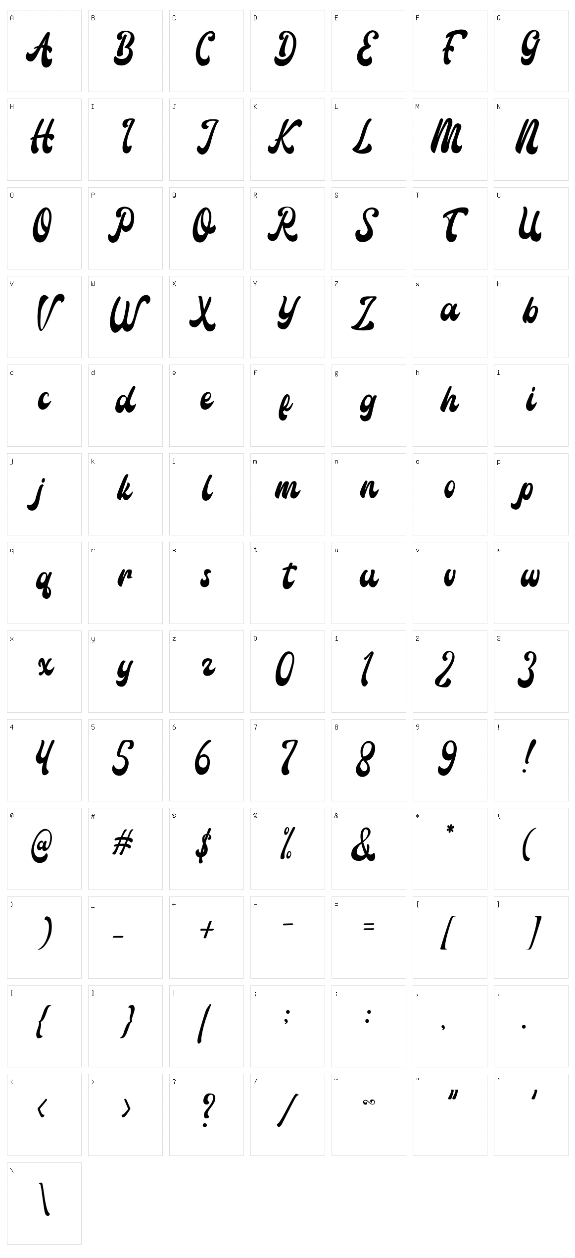 Amigos Script Character Set