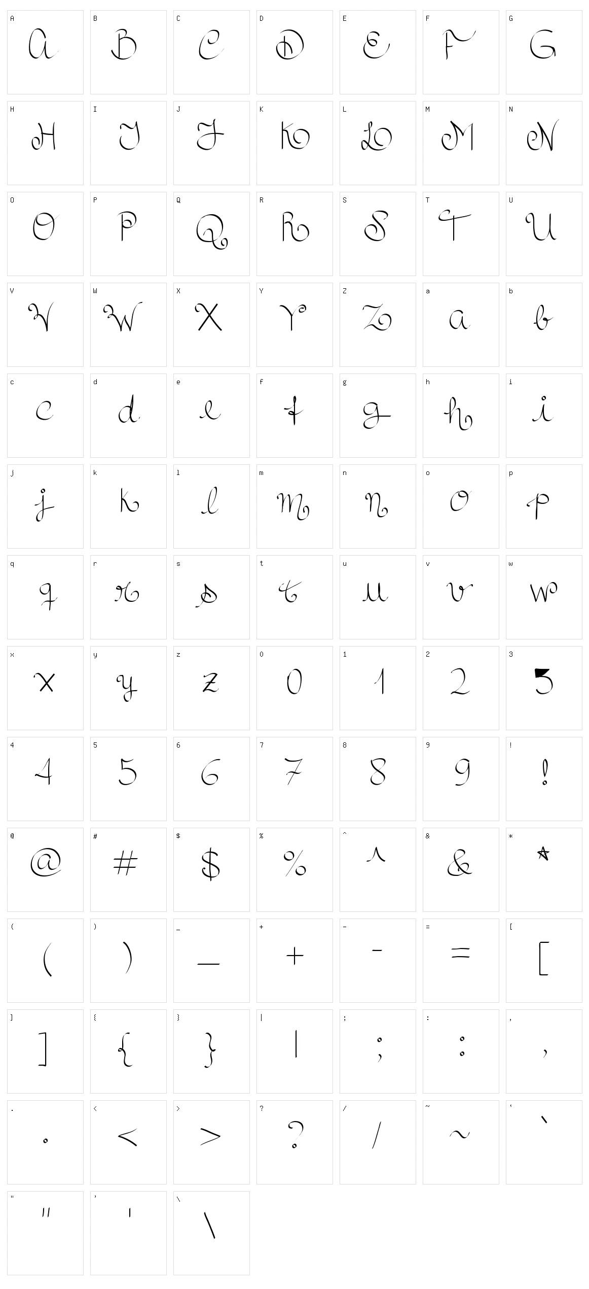 RoyalnCurvy Character Set