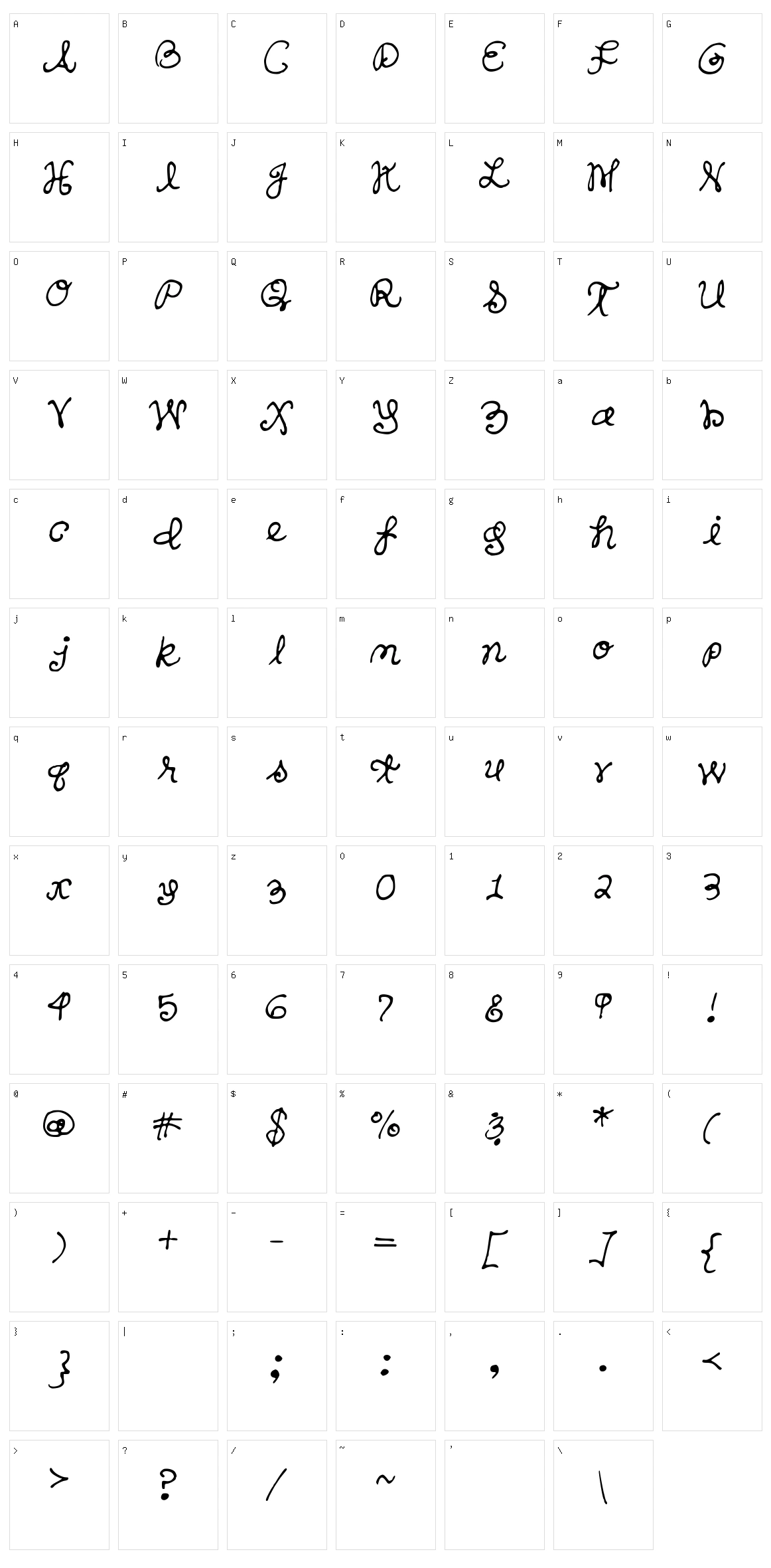 Sanders Hand Character Set