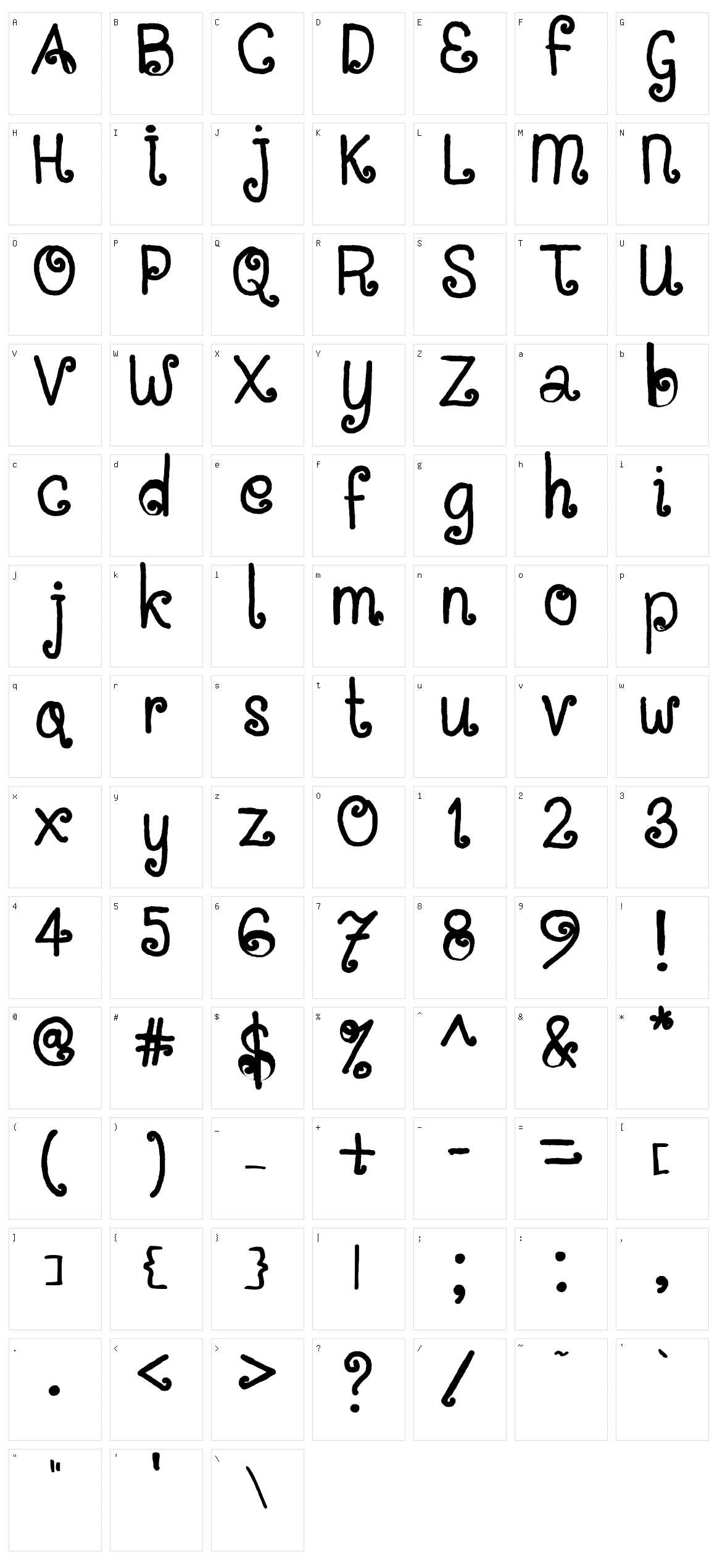 Situjuh Hand Character Set